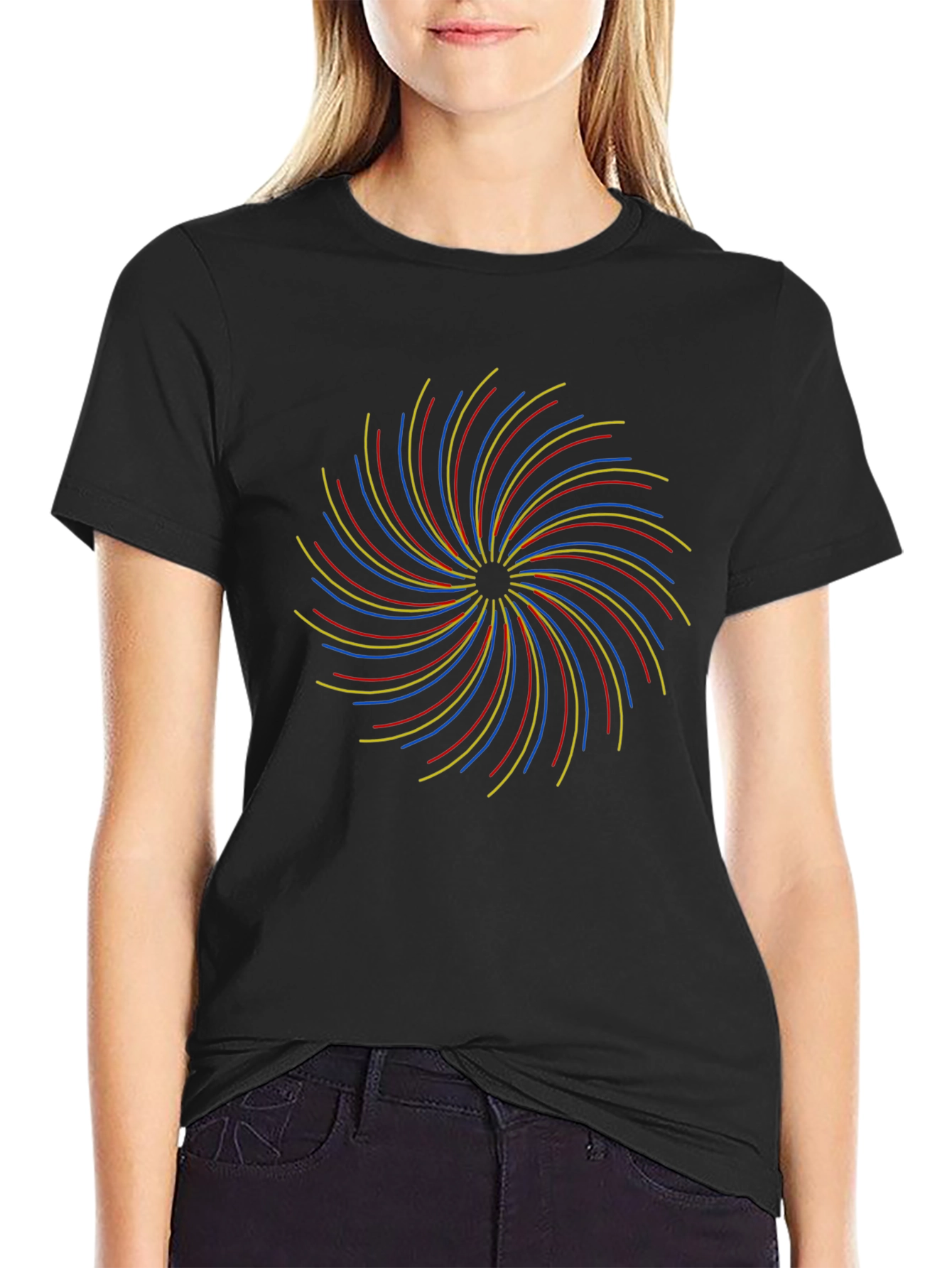 Abstract Swirl Graphic T-Shirt - Black