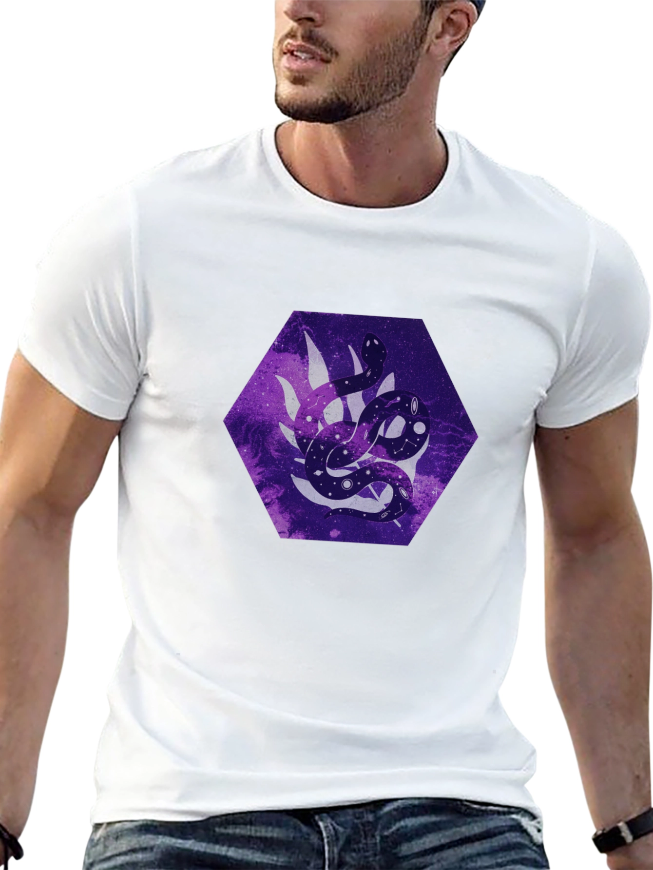 Galaxy Snake Graphic Tee - Stylish Mens Black T-Shirt