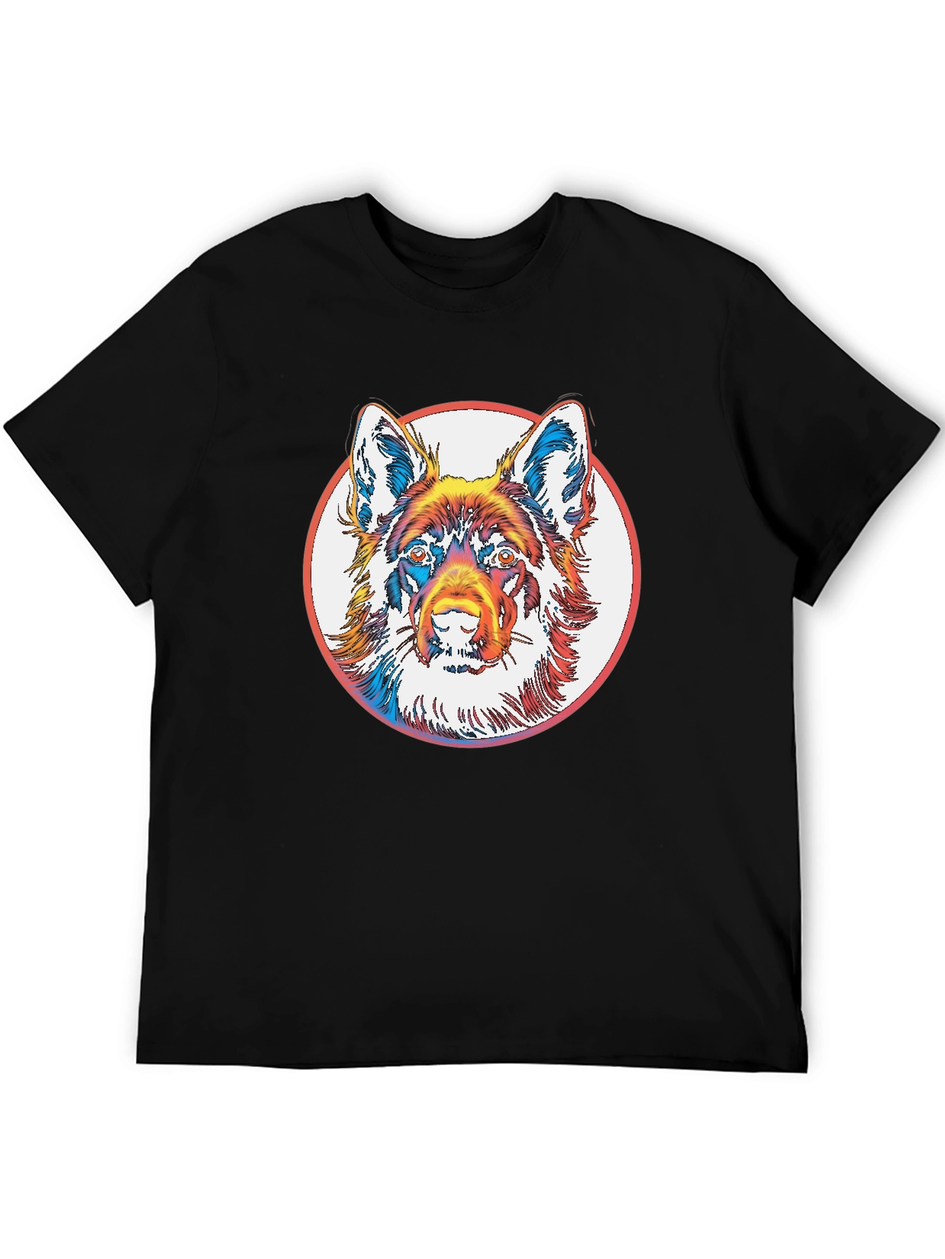 Dog Graphic Tee - Bold Rainbow Animal Print