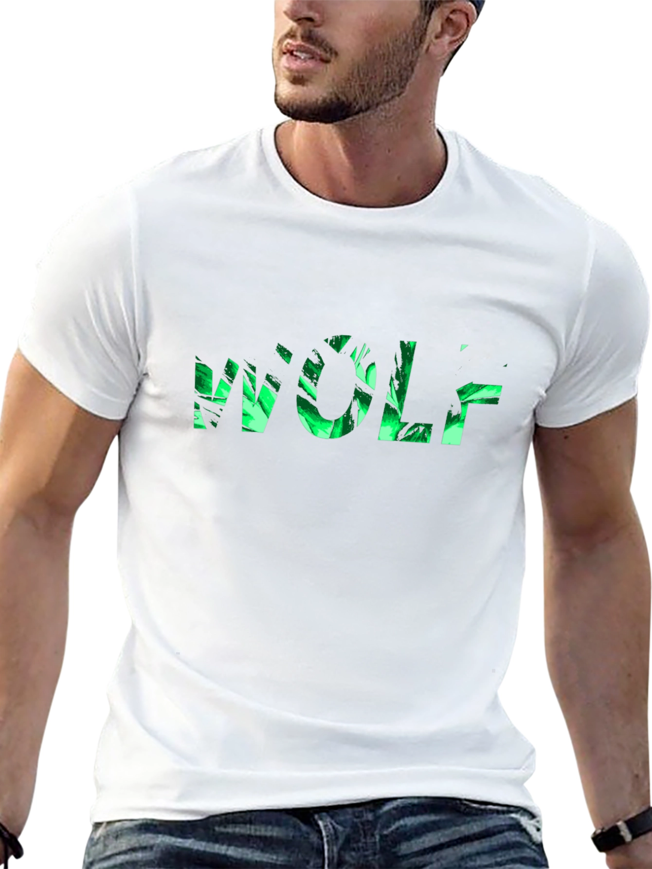 Wolf Nature Print Black T-Shirt