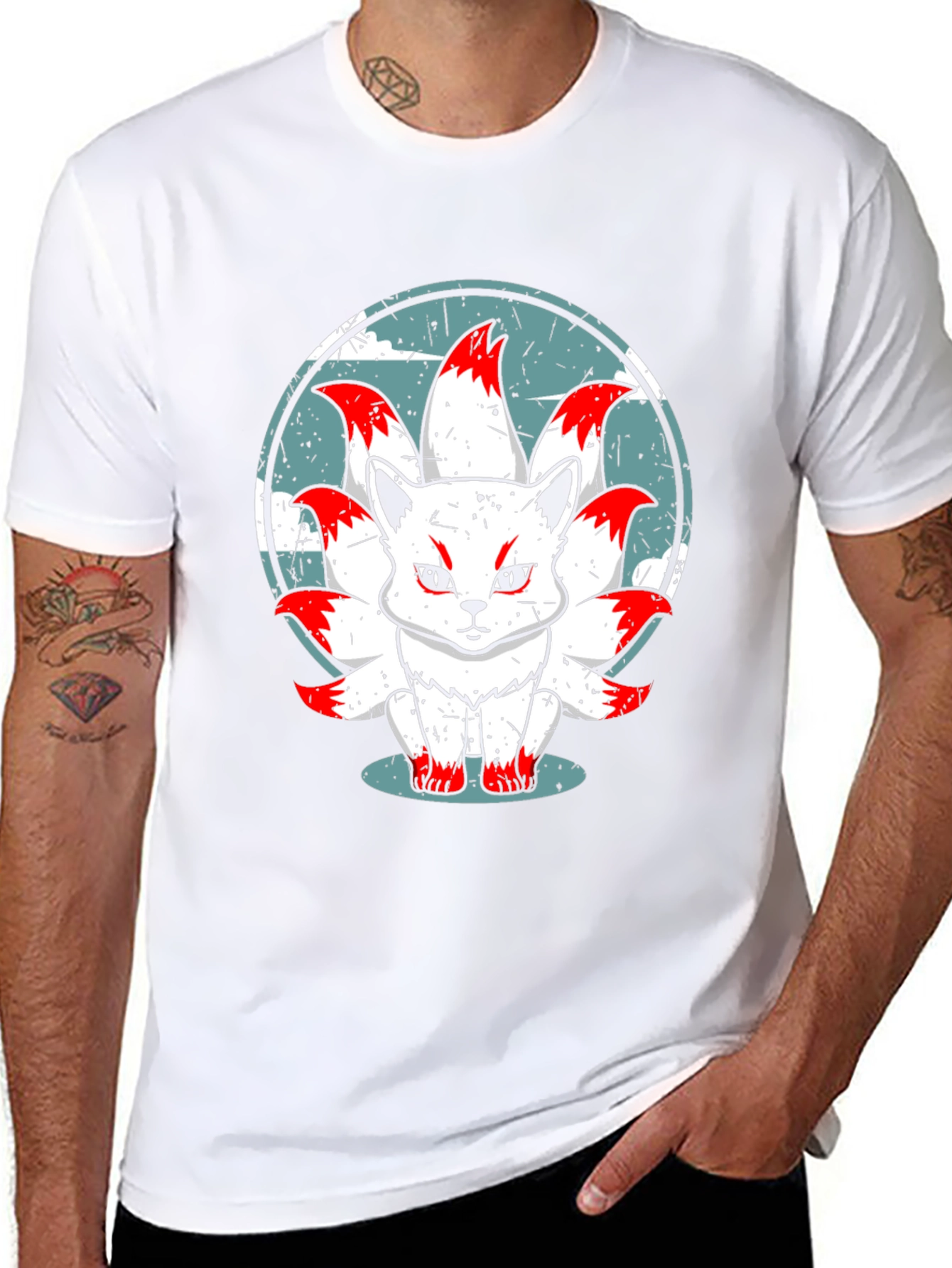 Nine-Tailed Fox Graphic Tee - Anime Style
