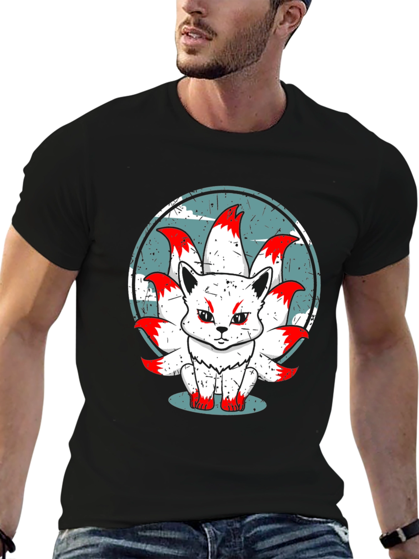 Nine-Tailed Fox Graphic Tee - Anime Style