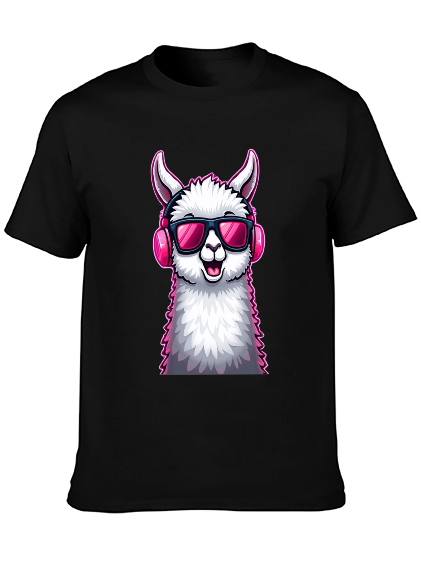 Cool Llama Graphic Tee - Black Cotton T-Shirt