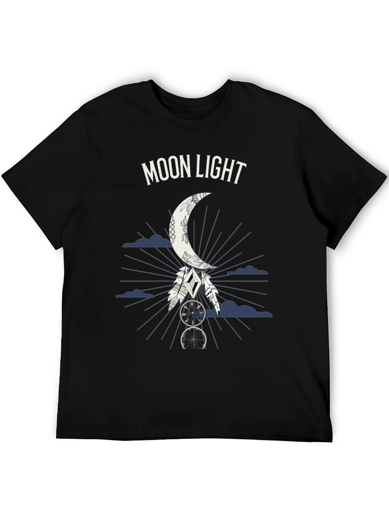 Moonlight Graphic Tee - Dreamcatcher Design - Black T-Shirt