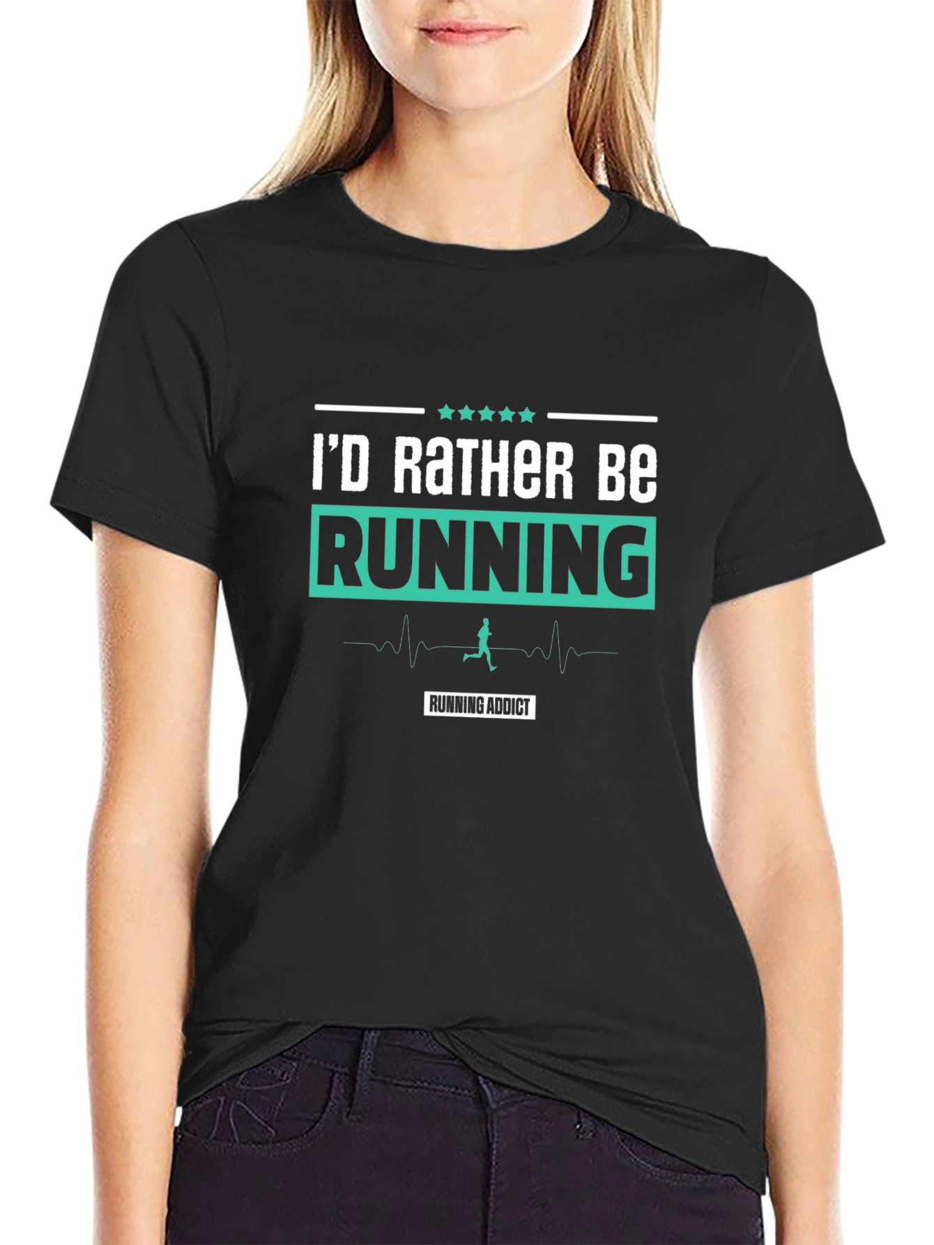 Id Rather Be Running T-Shirt Running Addict Black