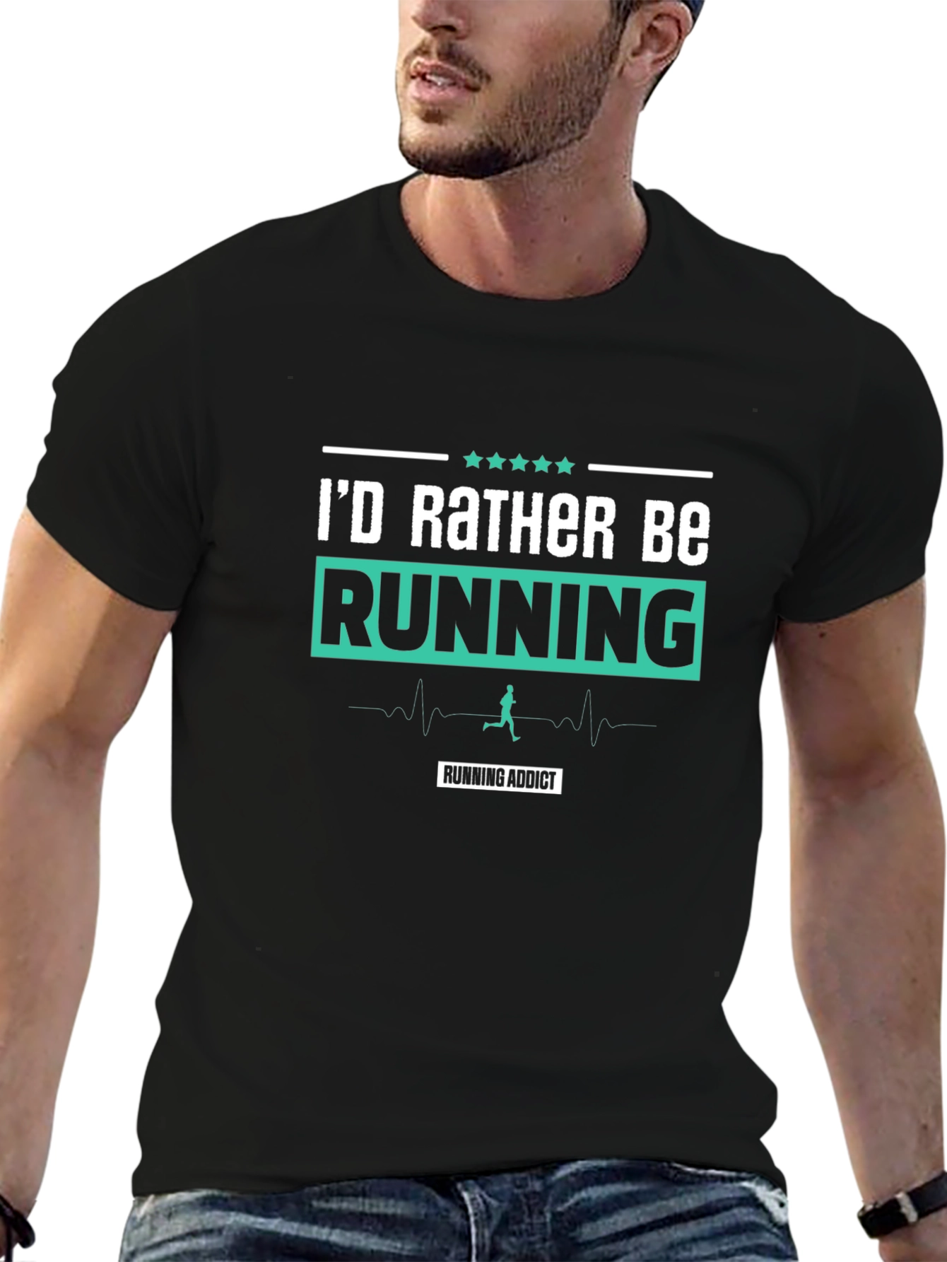 Id Rather Be Running T-Shirt Running Addict Black
