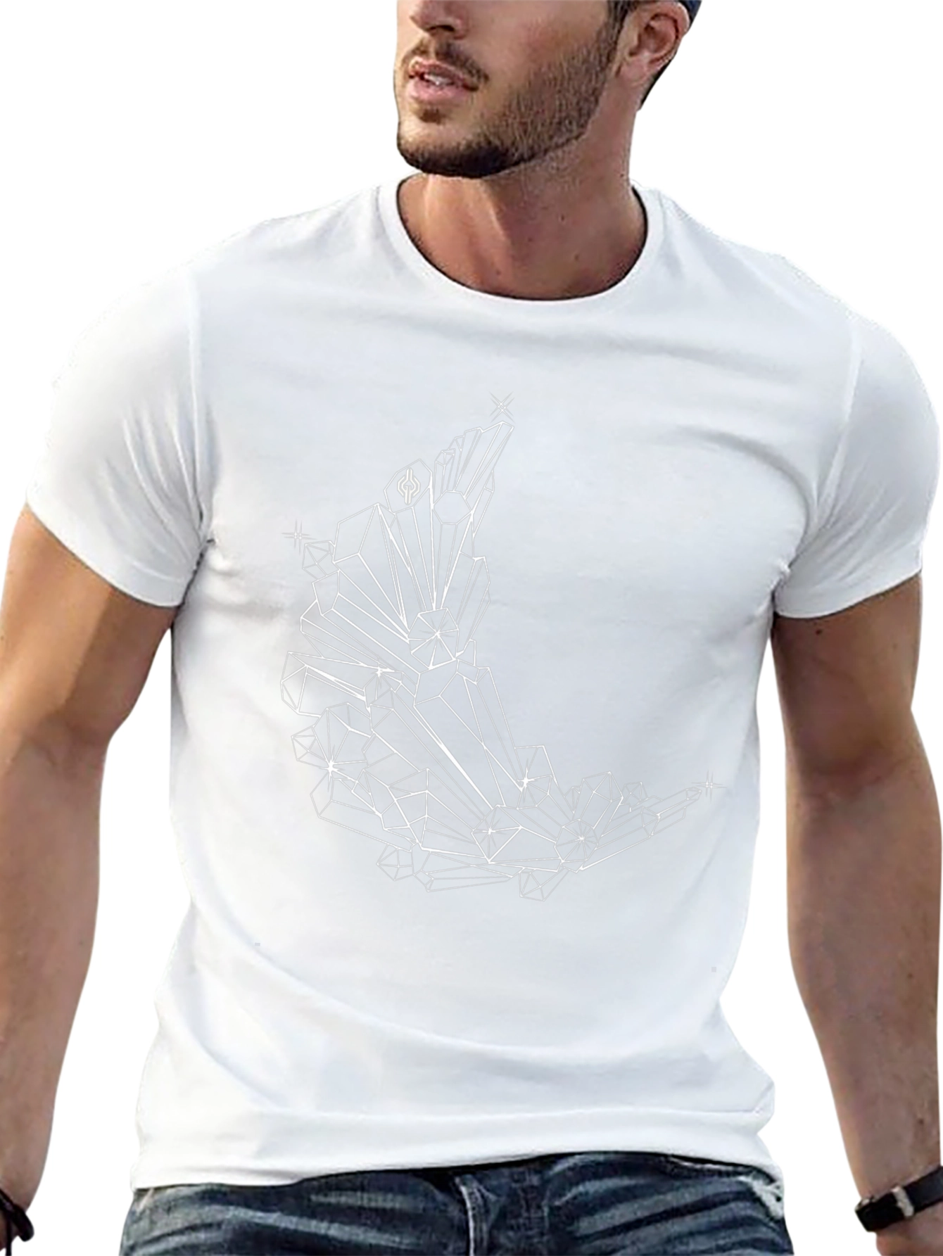 Geometric Moon Graphic Tee - Black Cotton Comfort