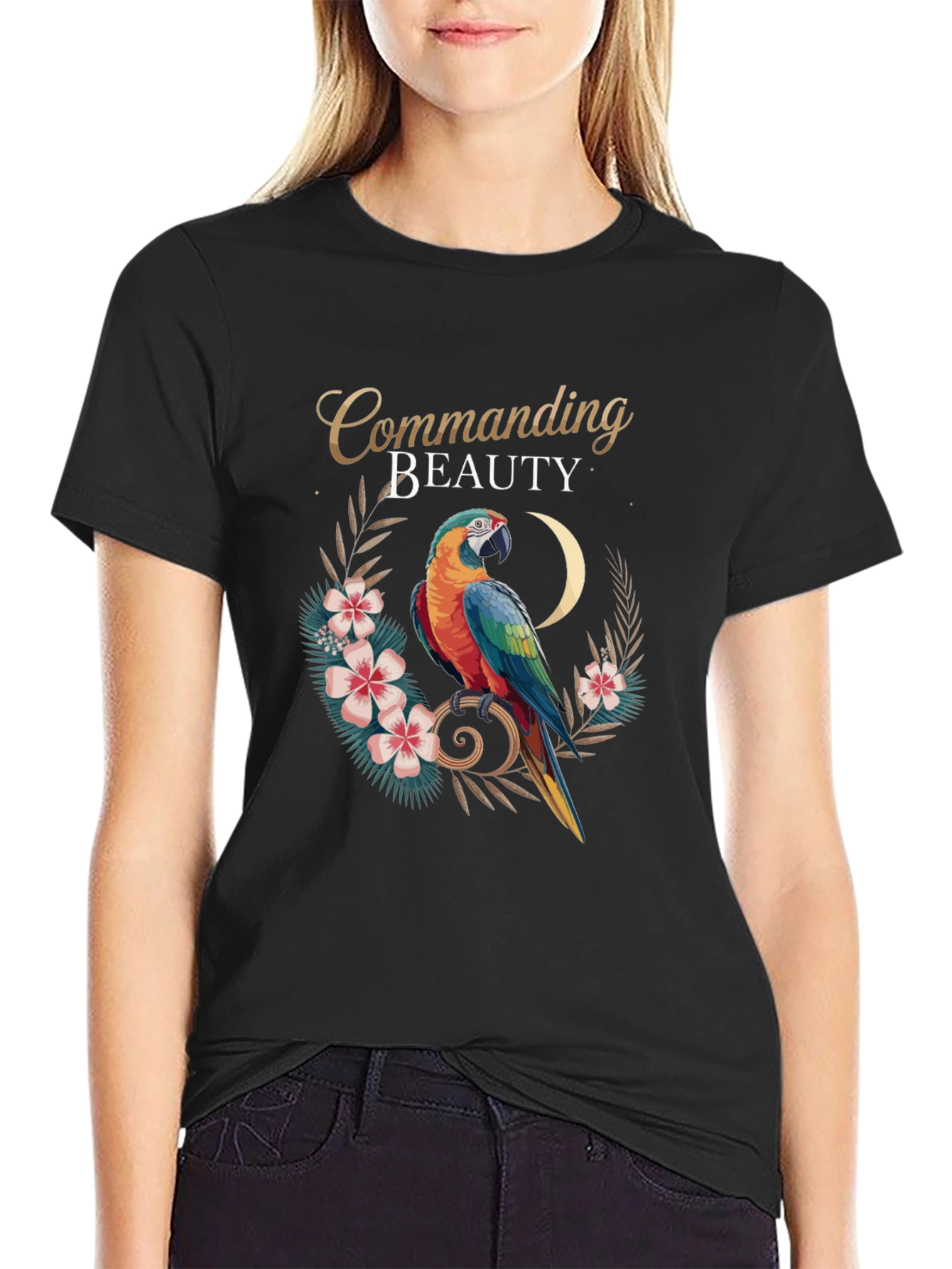 Commanding Beauty Parrot Graphic Tee