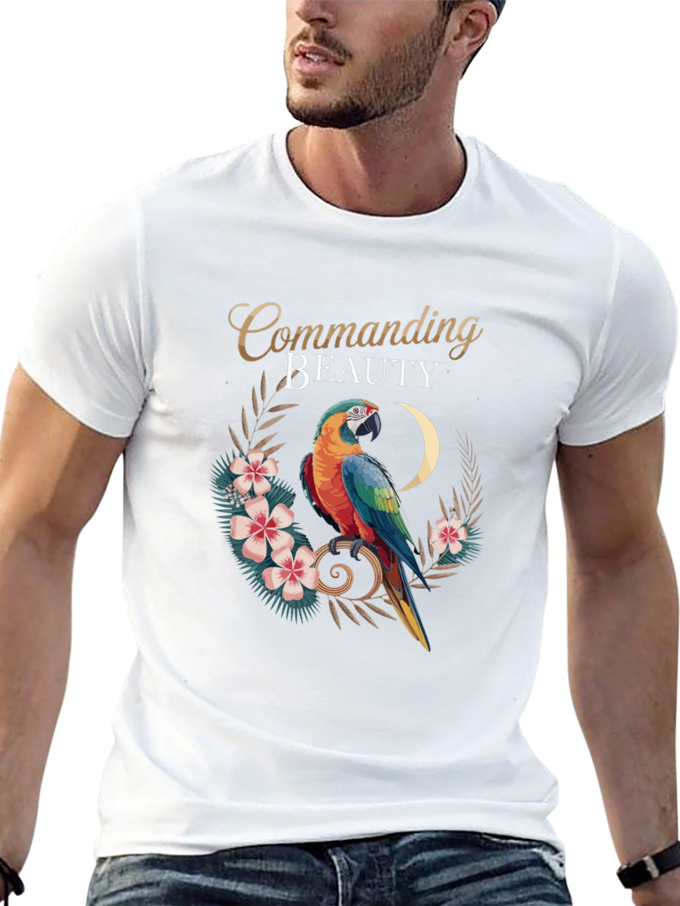 Commanding Beauty Parrot Graphic Tee