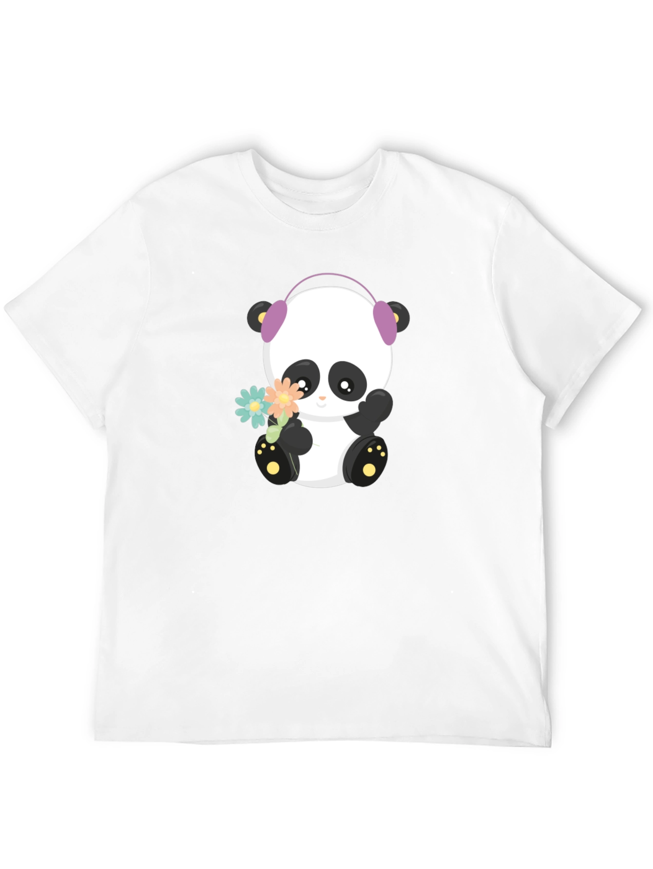 Cute Panda with Headphones Graphic T-Shirt