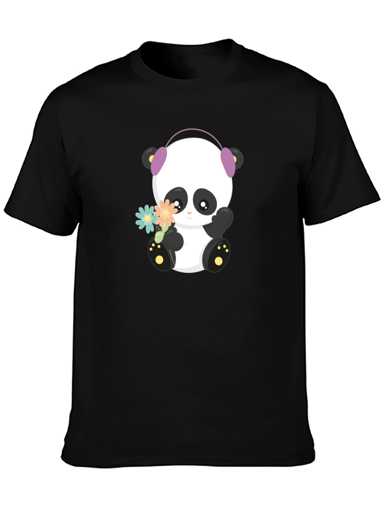 Cute Panda with Headphones Graphic T-Shirt