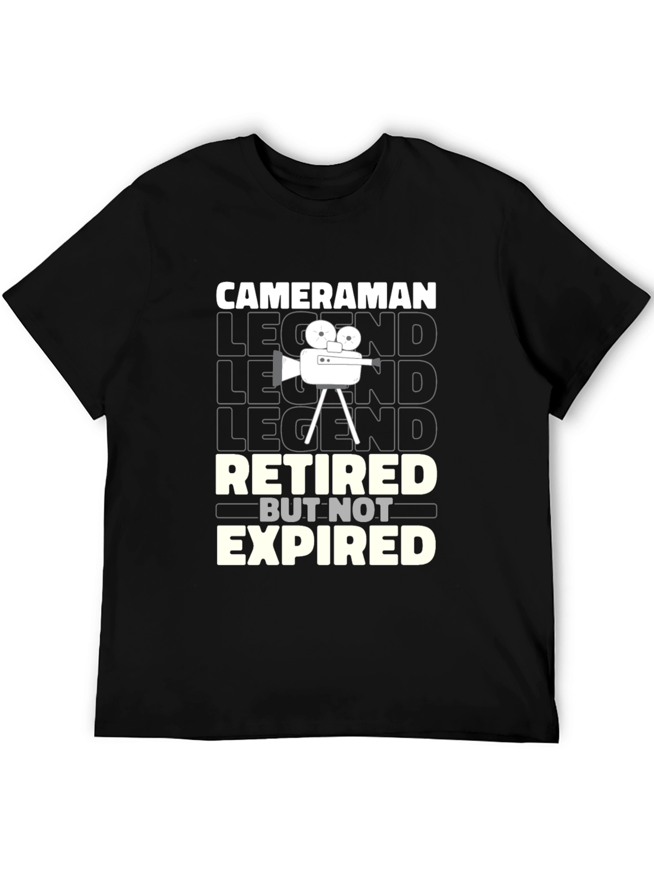 Cameraman Retired Legend Black Graphic T-Shirt