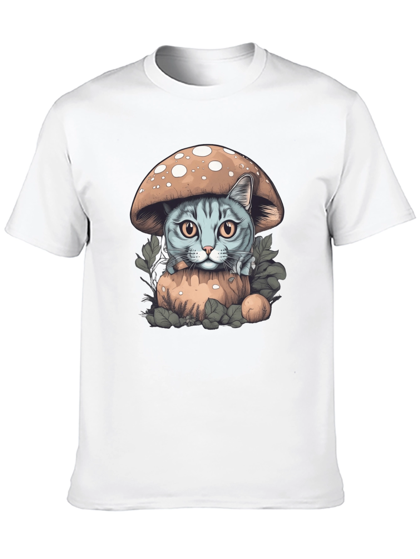 Mushroom Cat Graphic Tee - Novelty Shirt