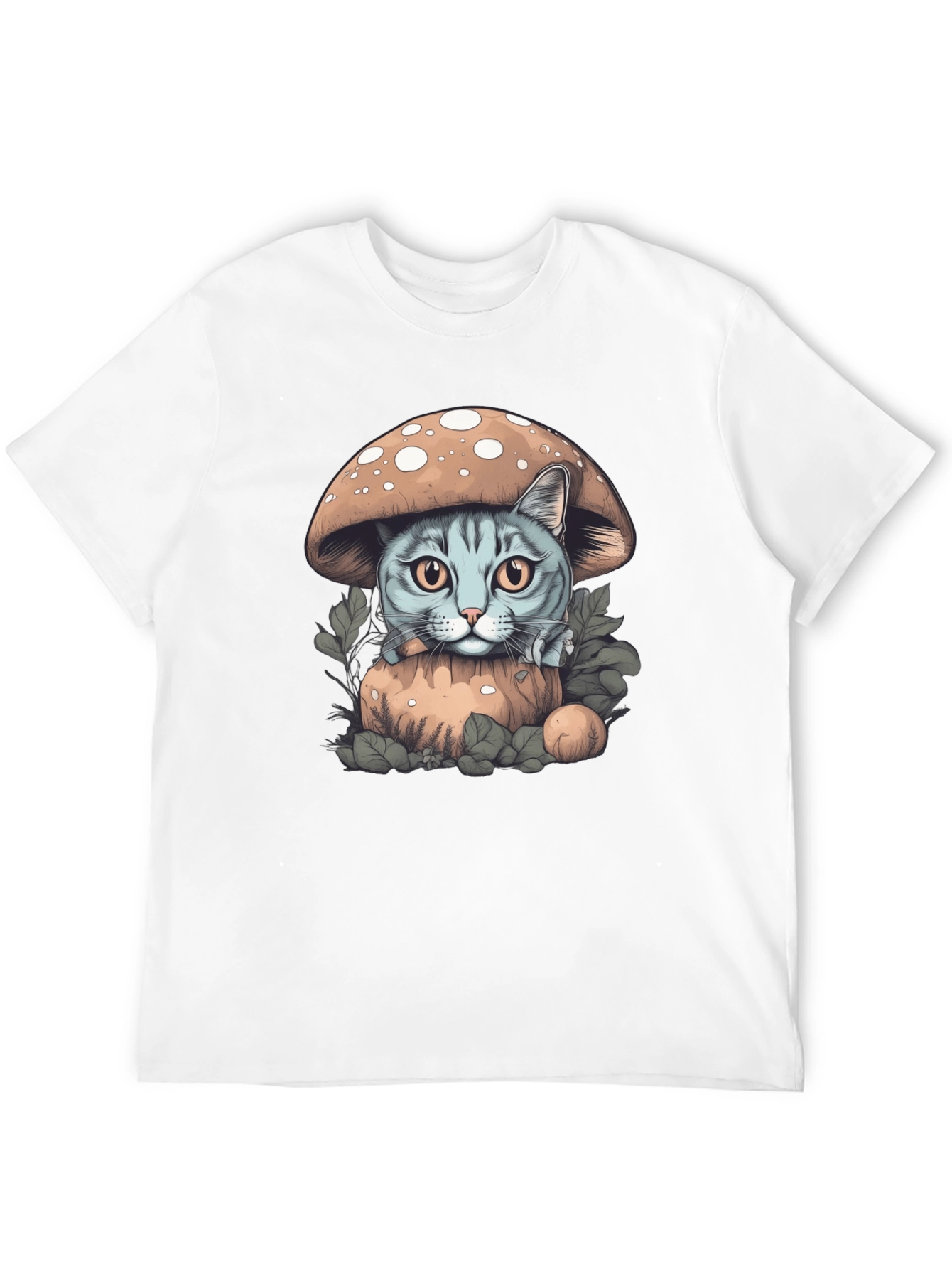 Mushroom Cat Graphic Tee - Novelty Shirt
