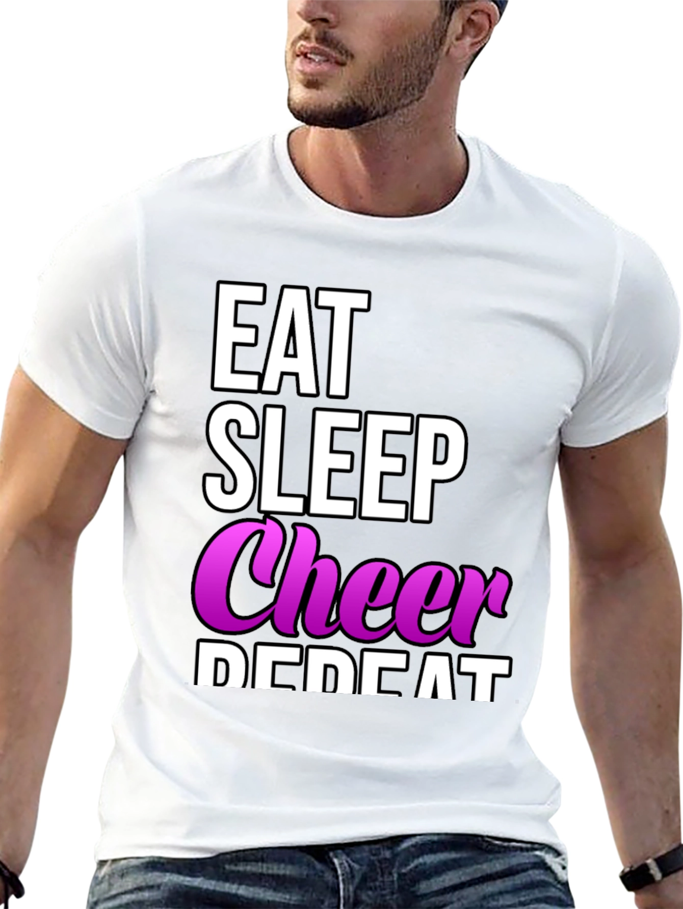 Eat Sleep Cheer Repeat T-Shirt - Cheerleading Tee