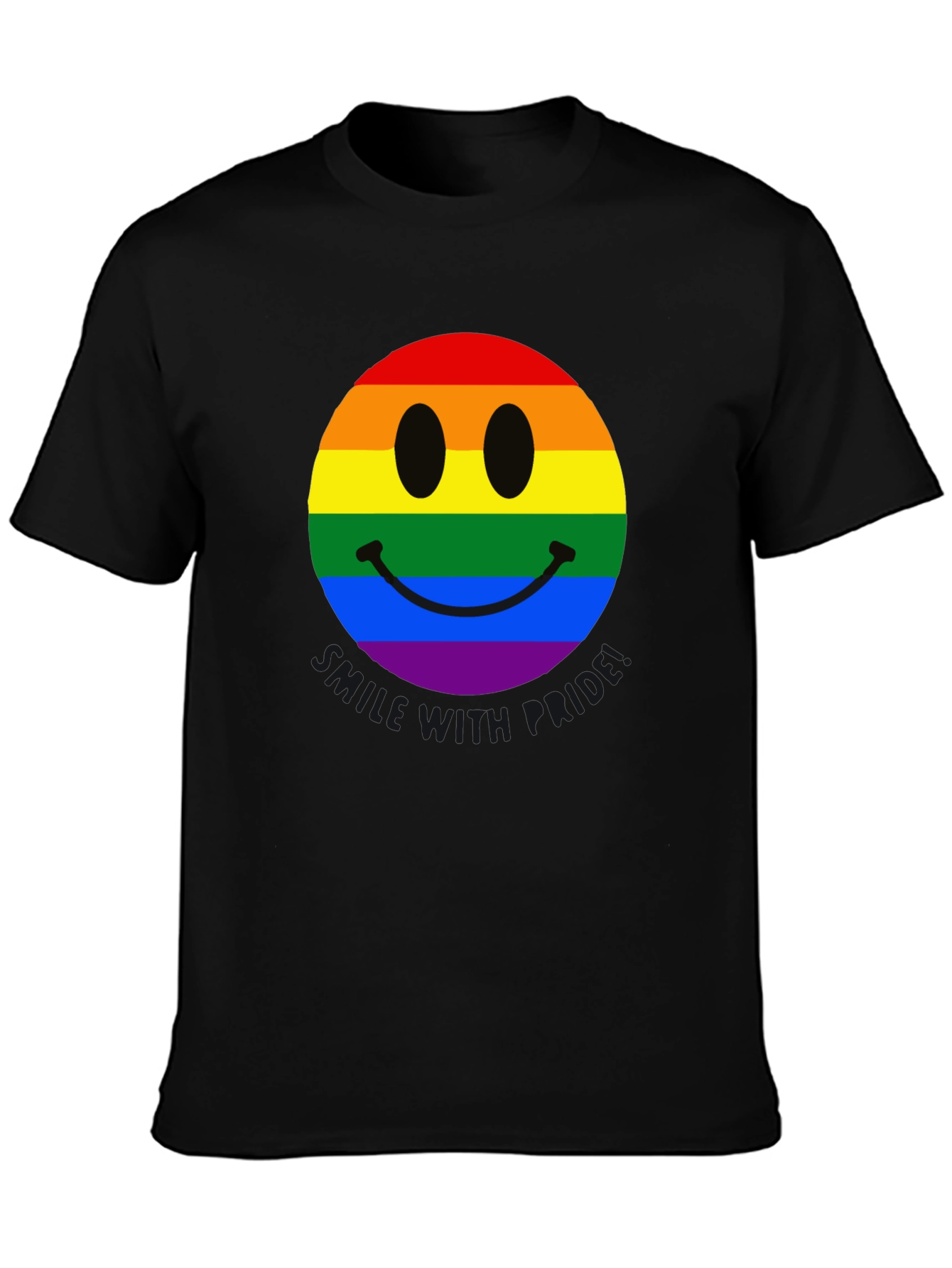Rainbow Pride Smiley Face Black T-Shirt