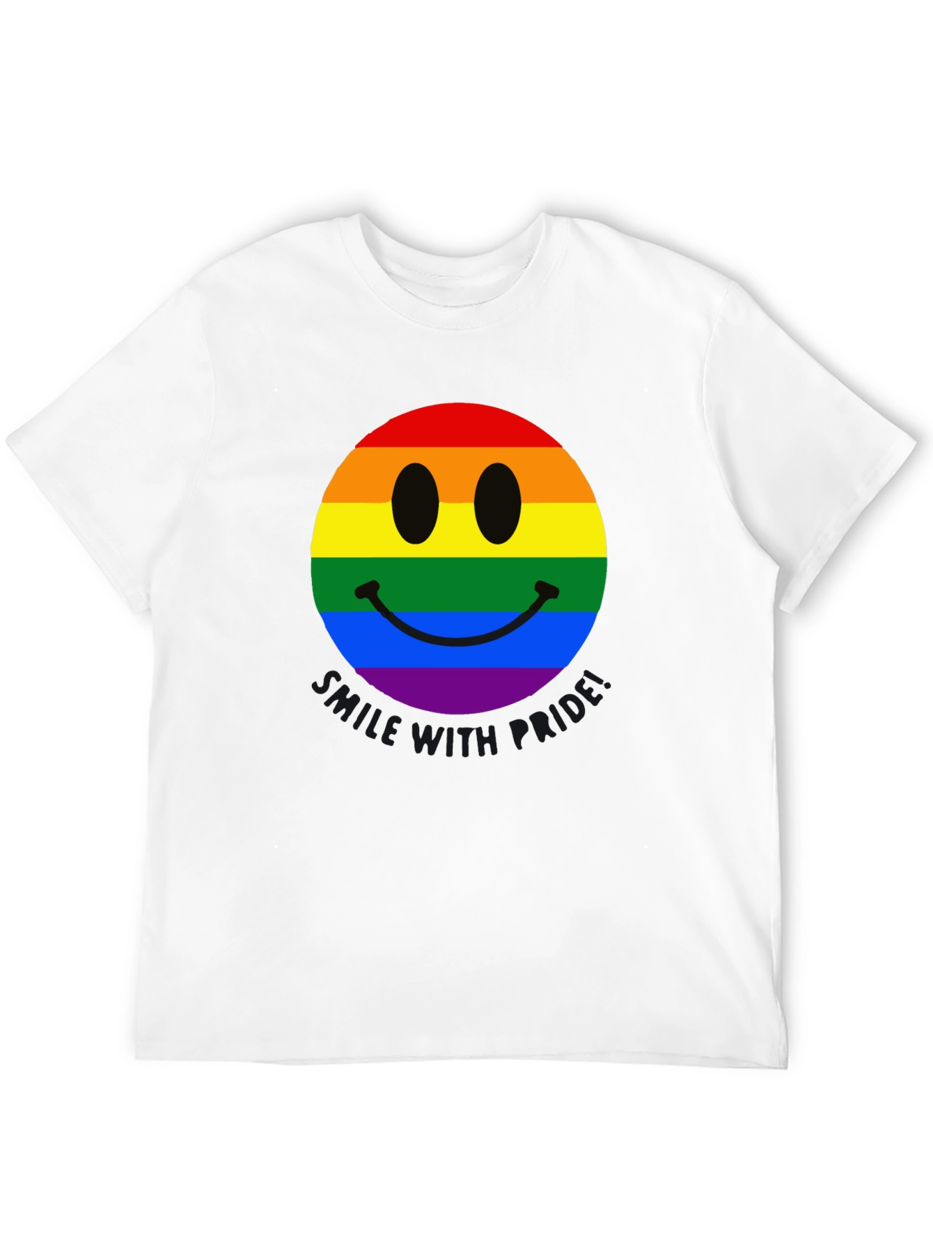 Rainbow Pride Smiley Face Black T-Shirt