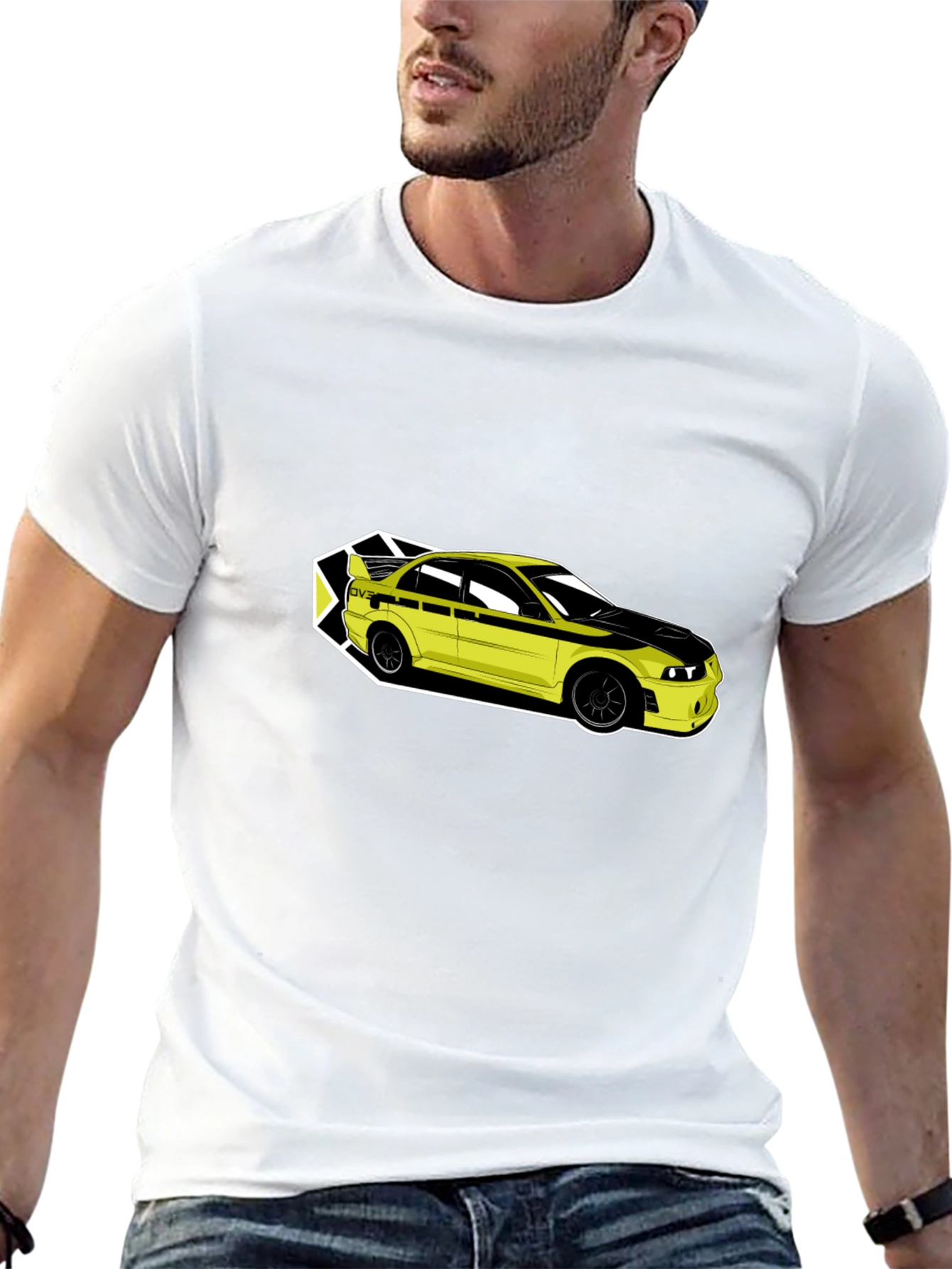 Yellow Car Graphic Tee - Mens Black T-Shirt