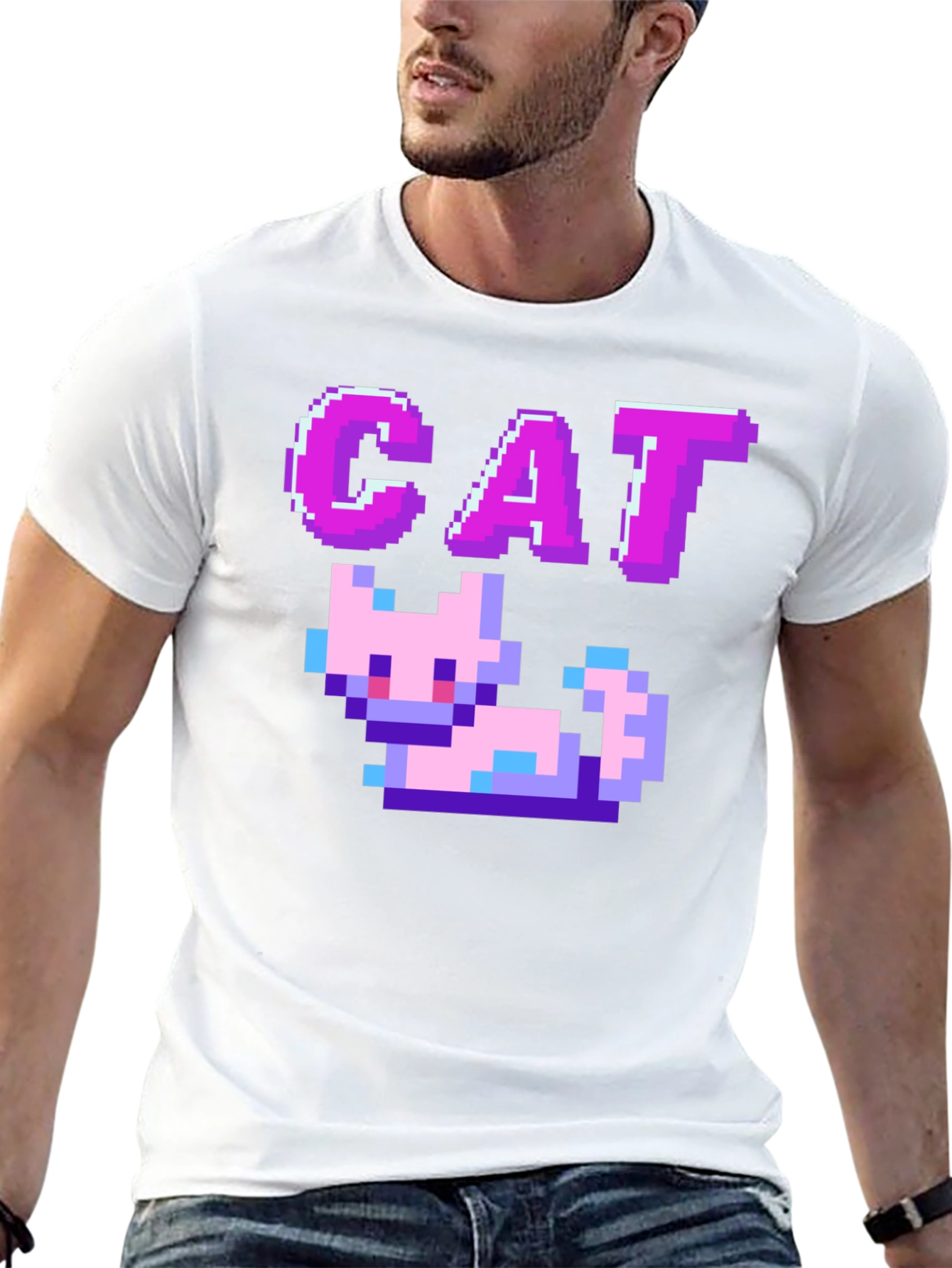 Pixel Cat Black T-Shirt