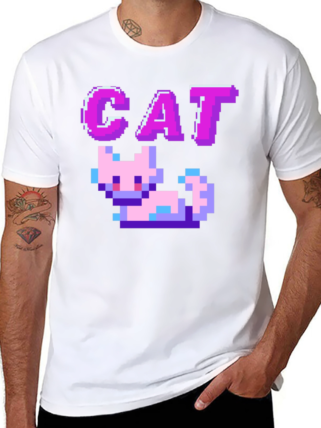 Pixel Cat Black T-Shirt