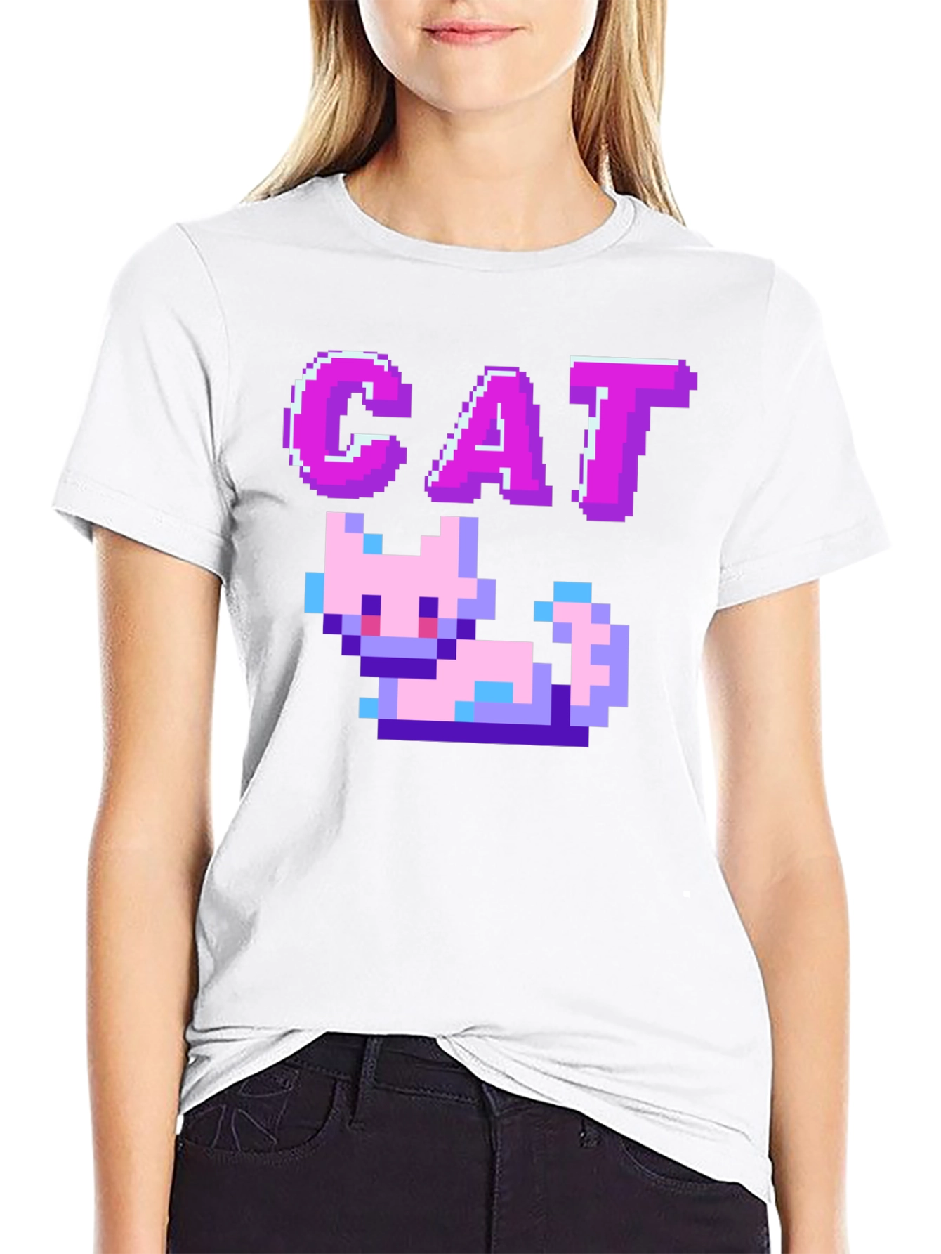 Pixel Cat Black T-Shirt