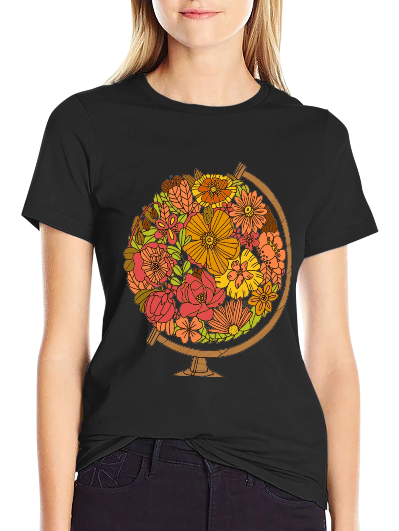 Floral Globe Graphic Tee - Earth Day T-Shirt