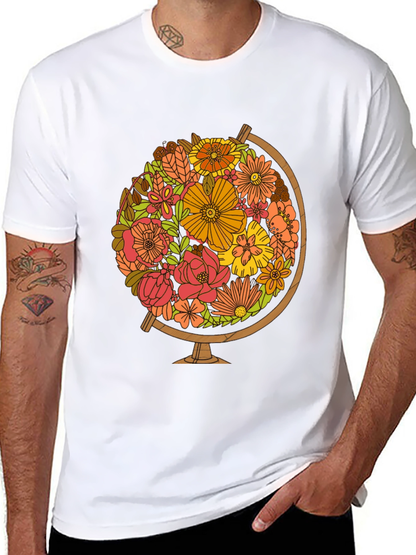 Floral Globe Graphic Tee - Earth Day T-Shirt