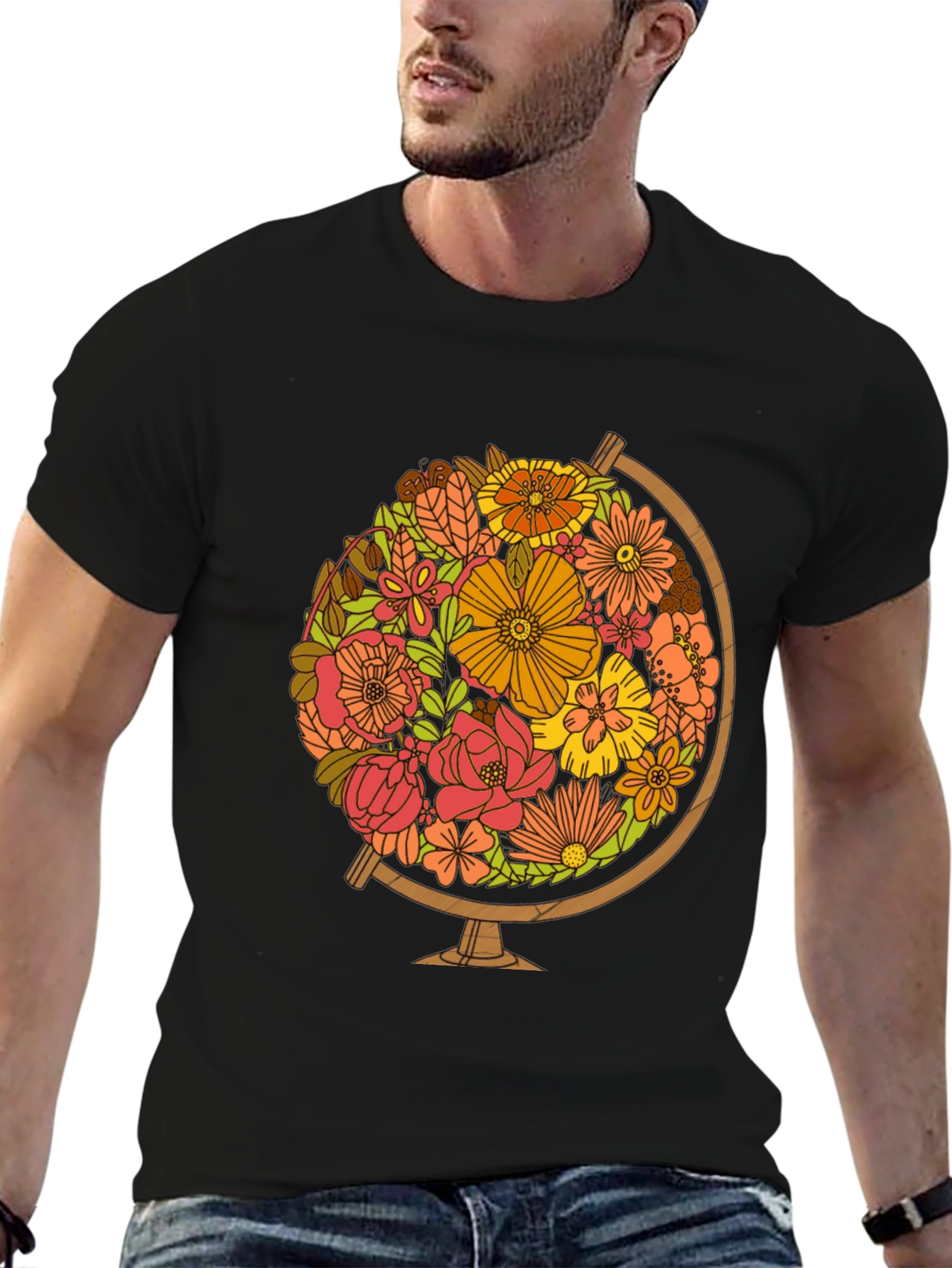Floral Globe Graphic Tee - Earth Day T-Shirt