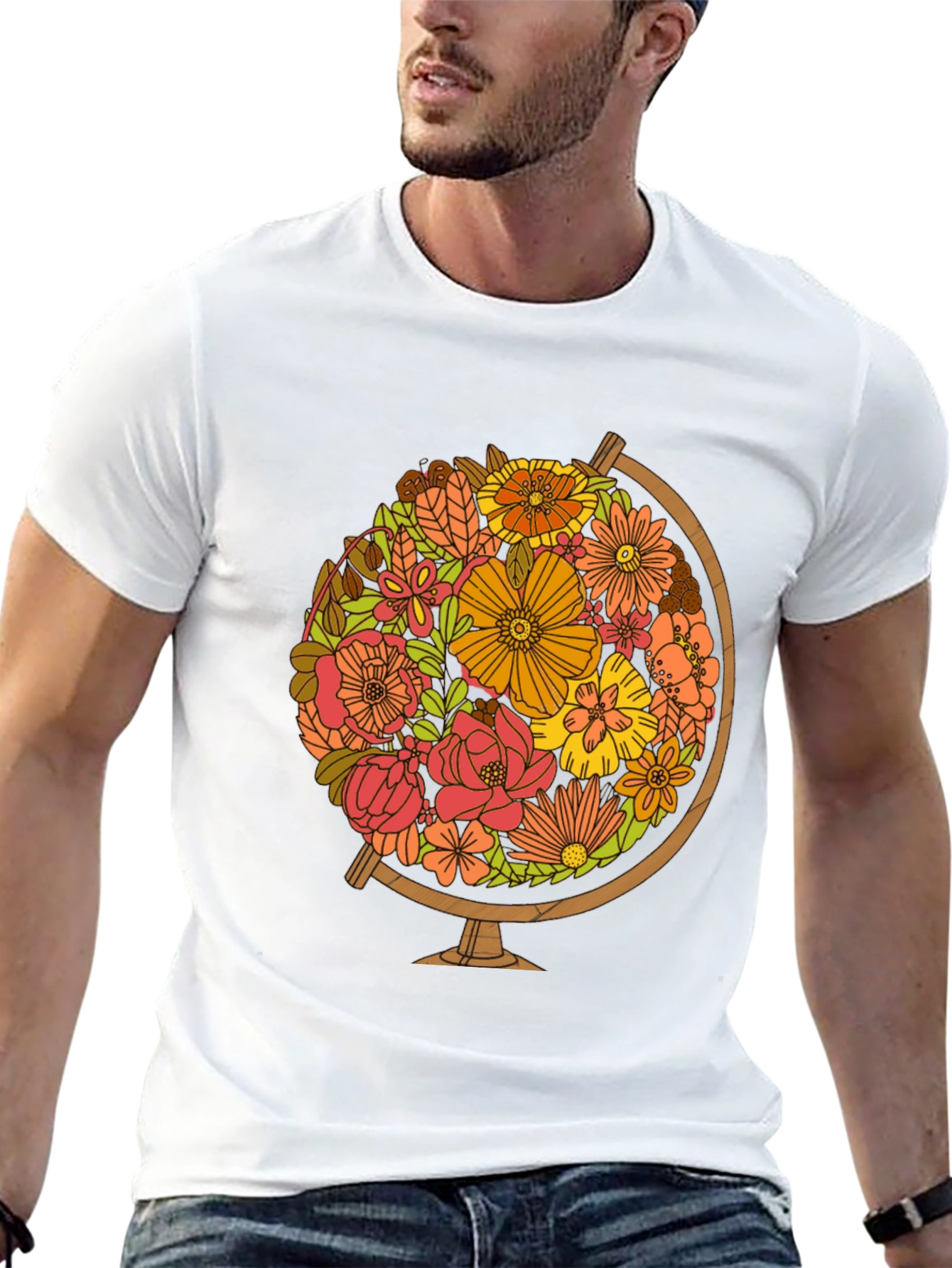 Floral Globe Graphic Tee - Earth Day T-Shirt