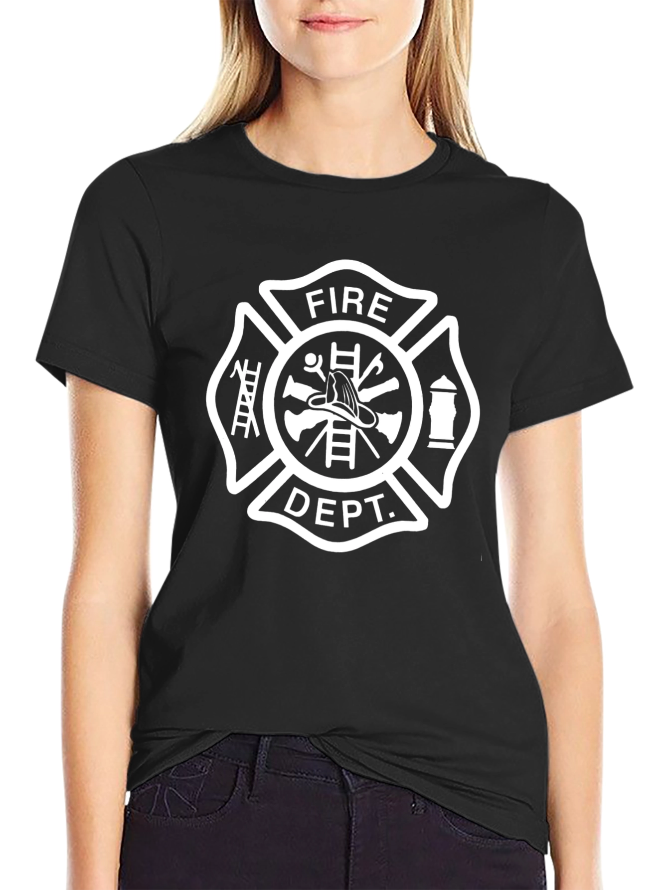 Fire Dept. Maltese Cross Black T-Shirt