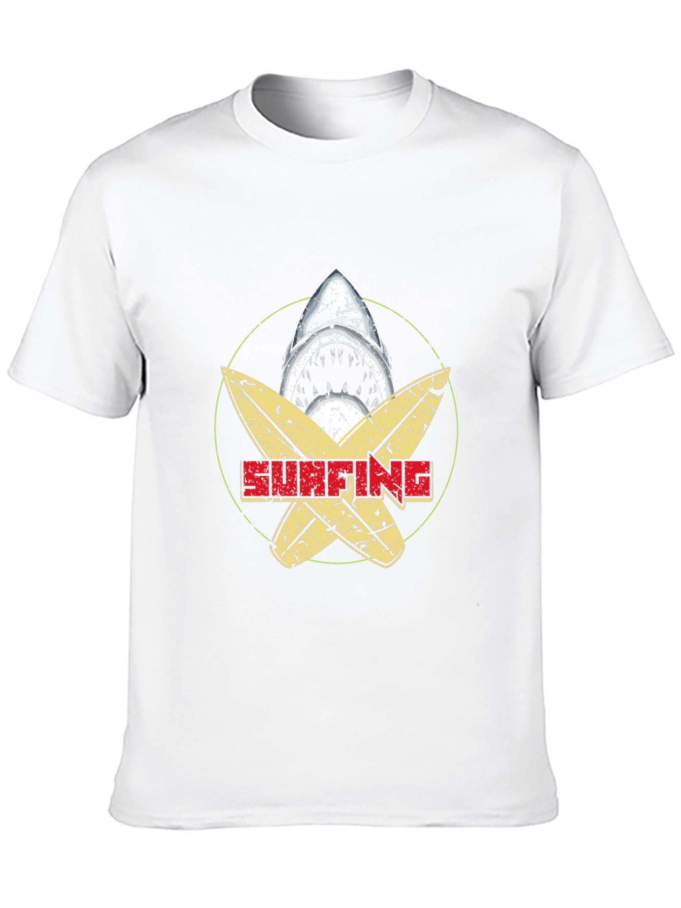 Surfing Shark Graphic Tee - Black Cotton