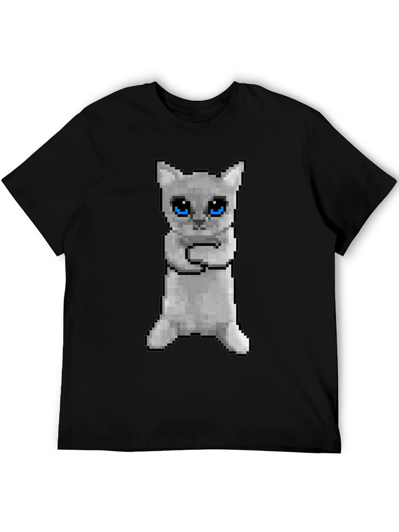 Pixel Cat Black T-Shirt - Novelty Graphic Tee