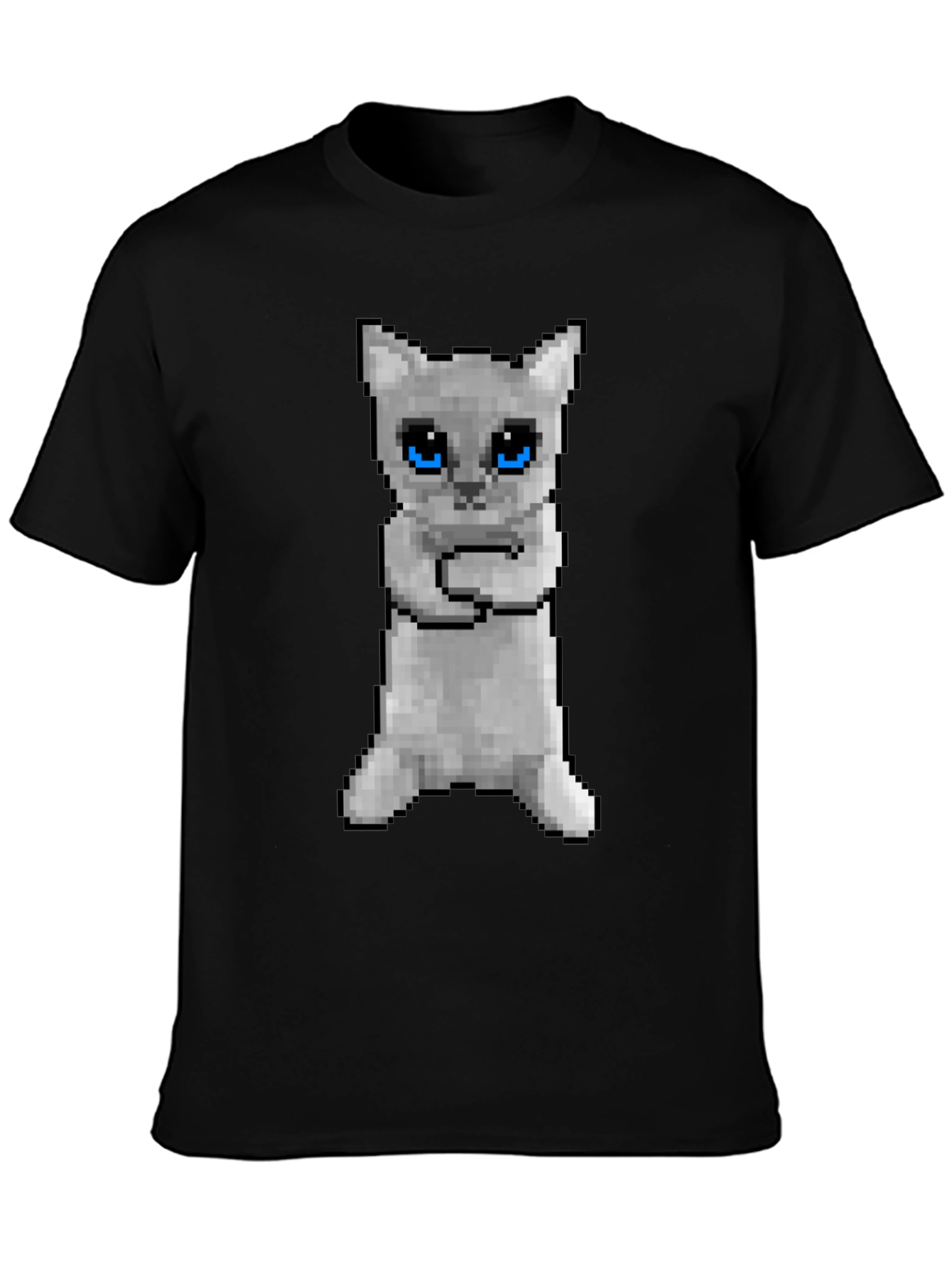 Pixel Cat Black T-Shirt - Novelty Graphic Tee