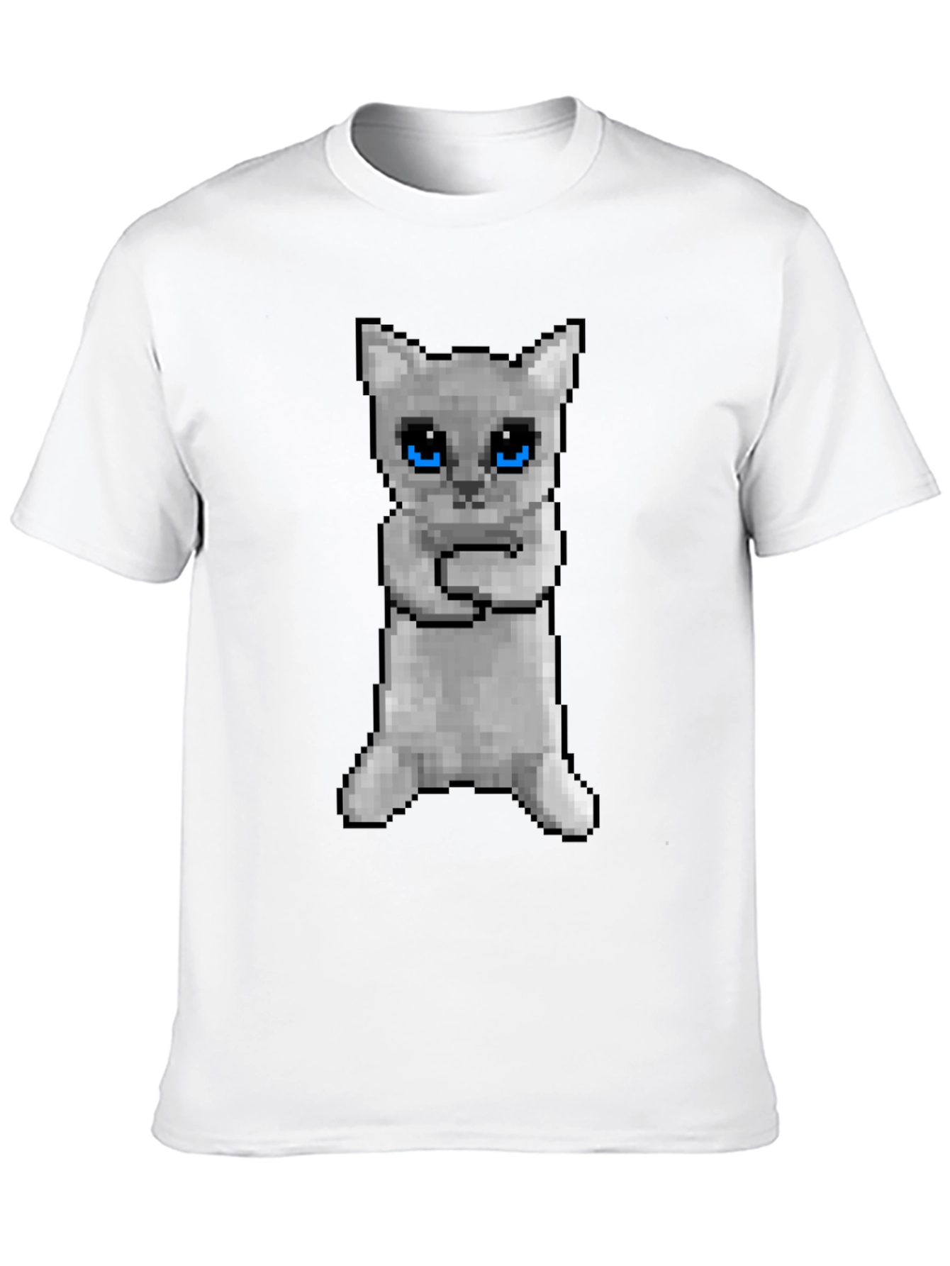 Pixel Cat Black T-Shirt - Novelty Graphic Tee