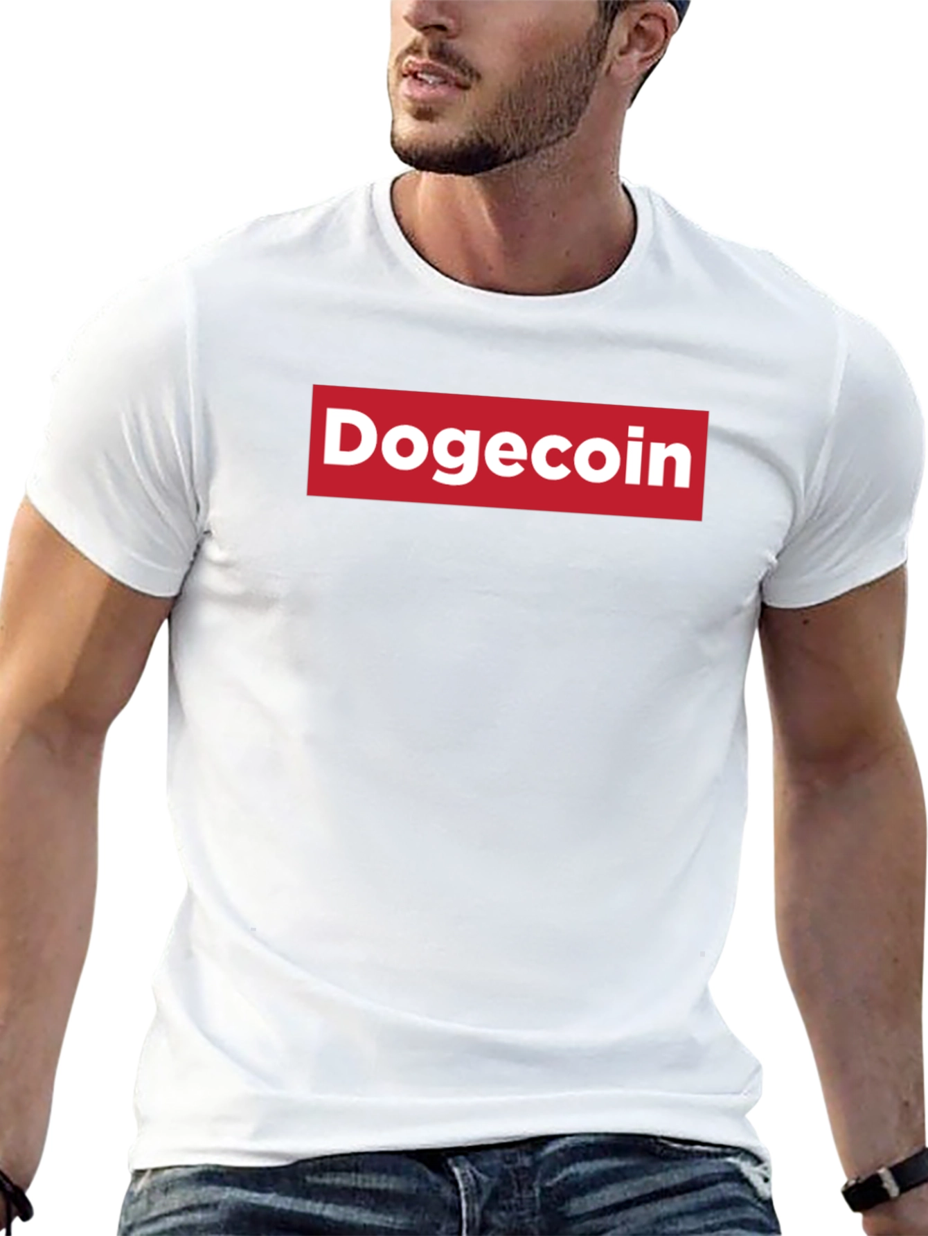 Dogecoin Red Box Logo T-Shirt - Black