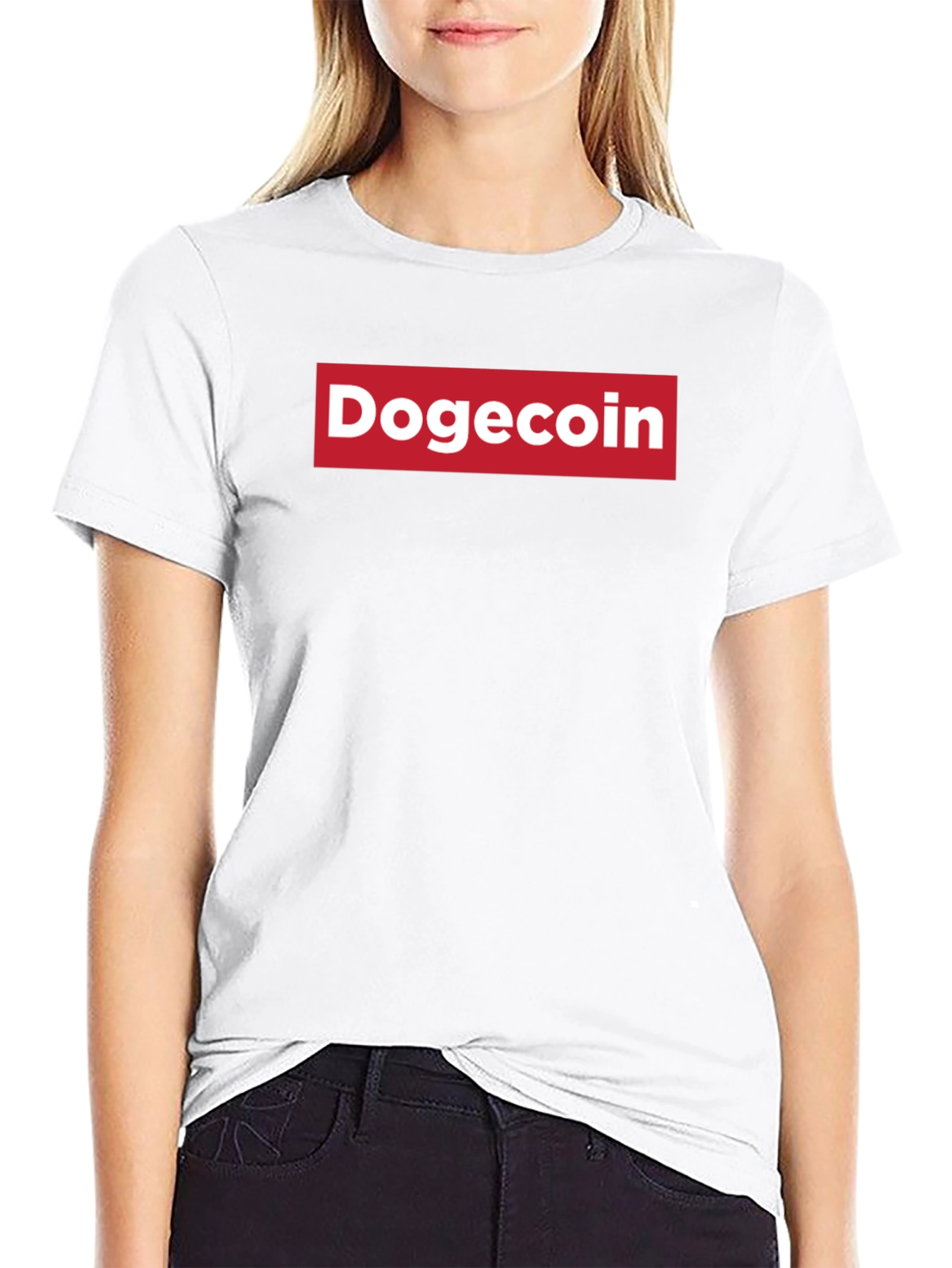Dogecoin Red Box Logo T-Shirt - Black