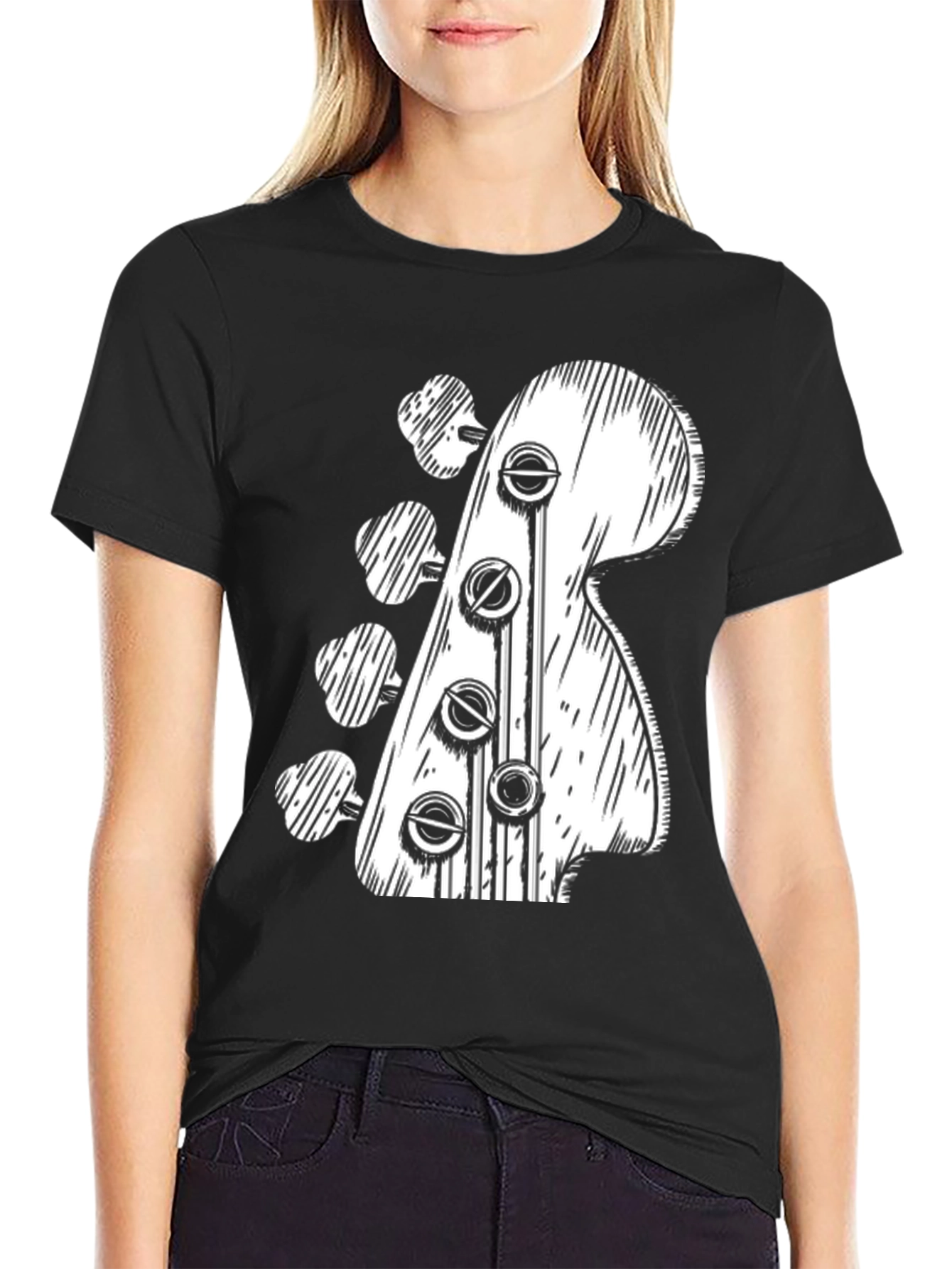 Bass Guitar Headstock T-Shirt - Music Lover Tee