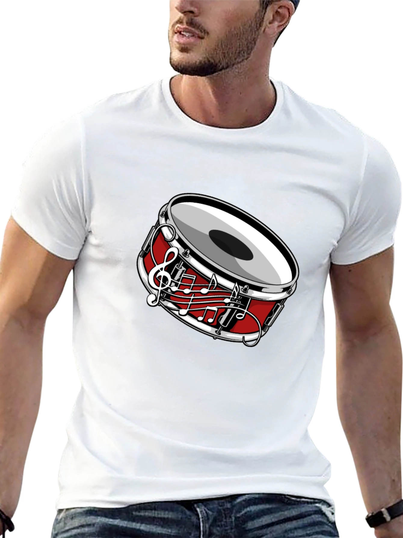 Musical Drum Graphic T-Shirt - Black