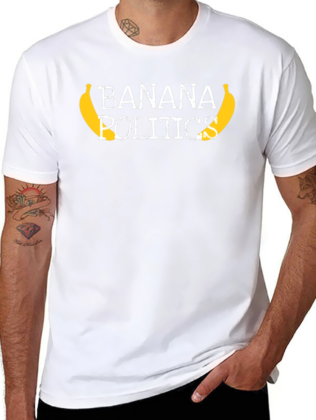 Banana Politics Graphic Tee - Unisex Black T-Shirt