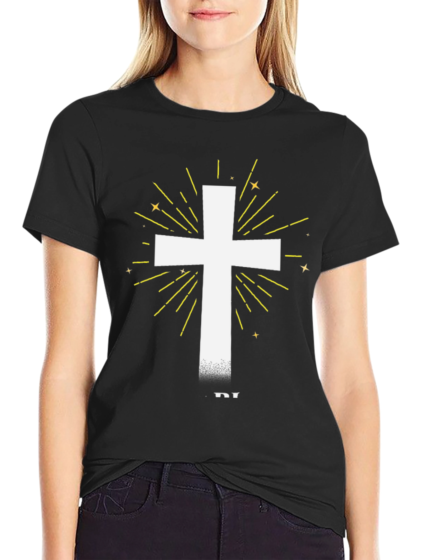 Radiant Cross Graphic Tee - Black