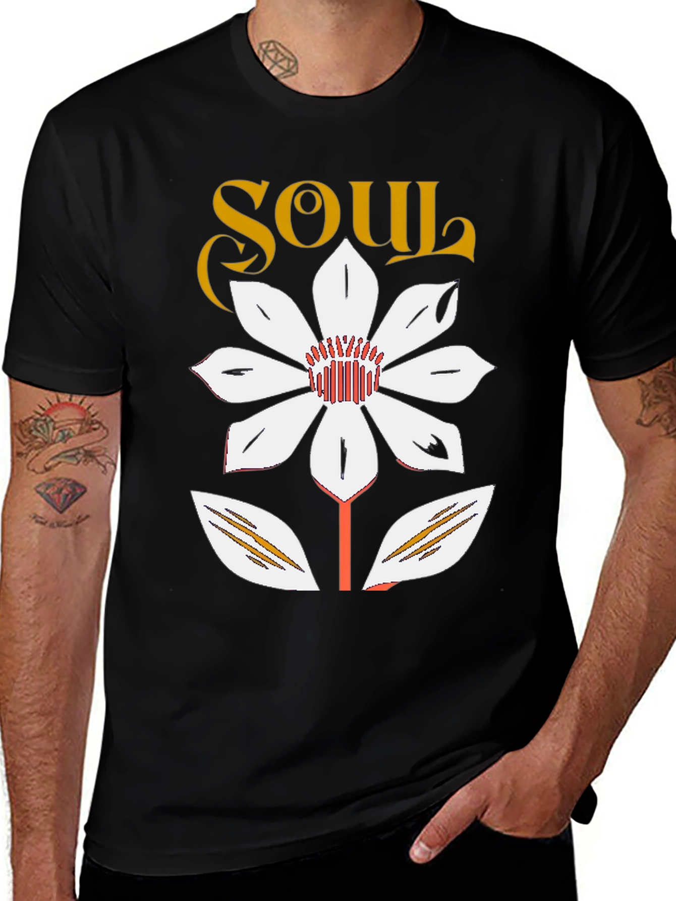 Soul Flower Graphic Tee - Trendy Casual Black T-Shirt