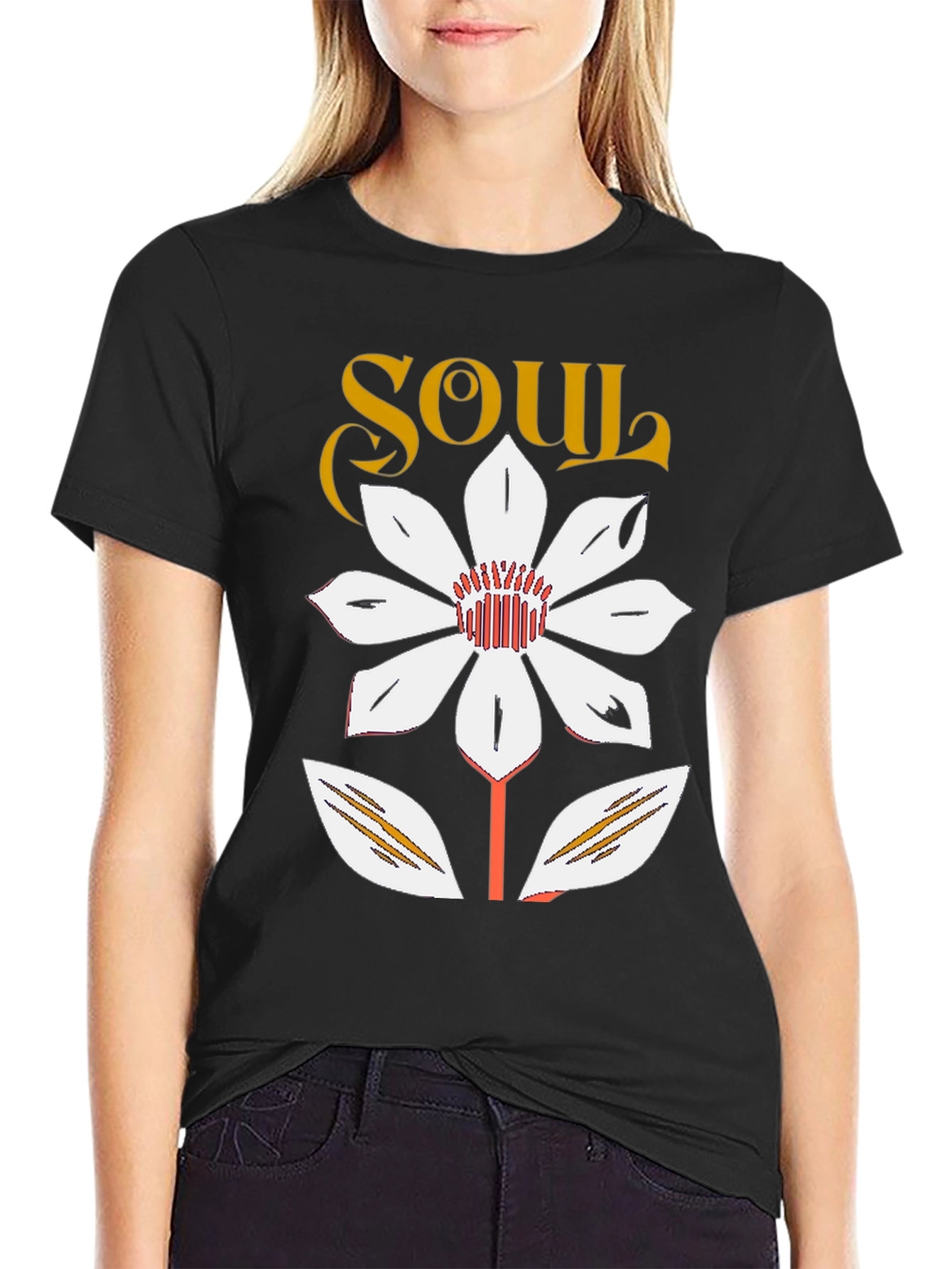 Soul Flower Graphic Tee - Trendy Casual Black T-Shirt