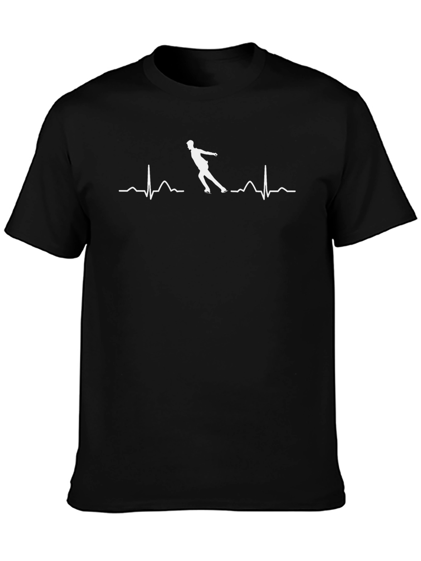 Roller Skate Heartbeat T-Shirt - Black Cotton Tee