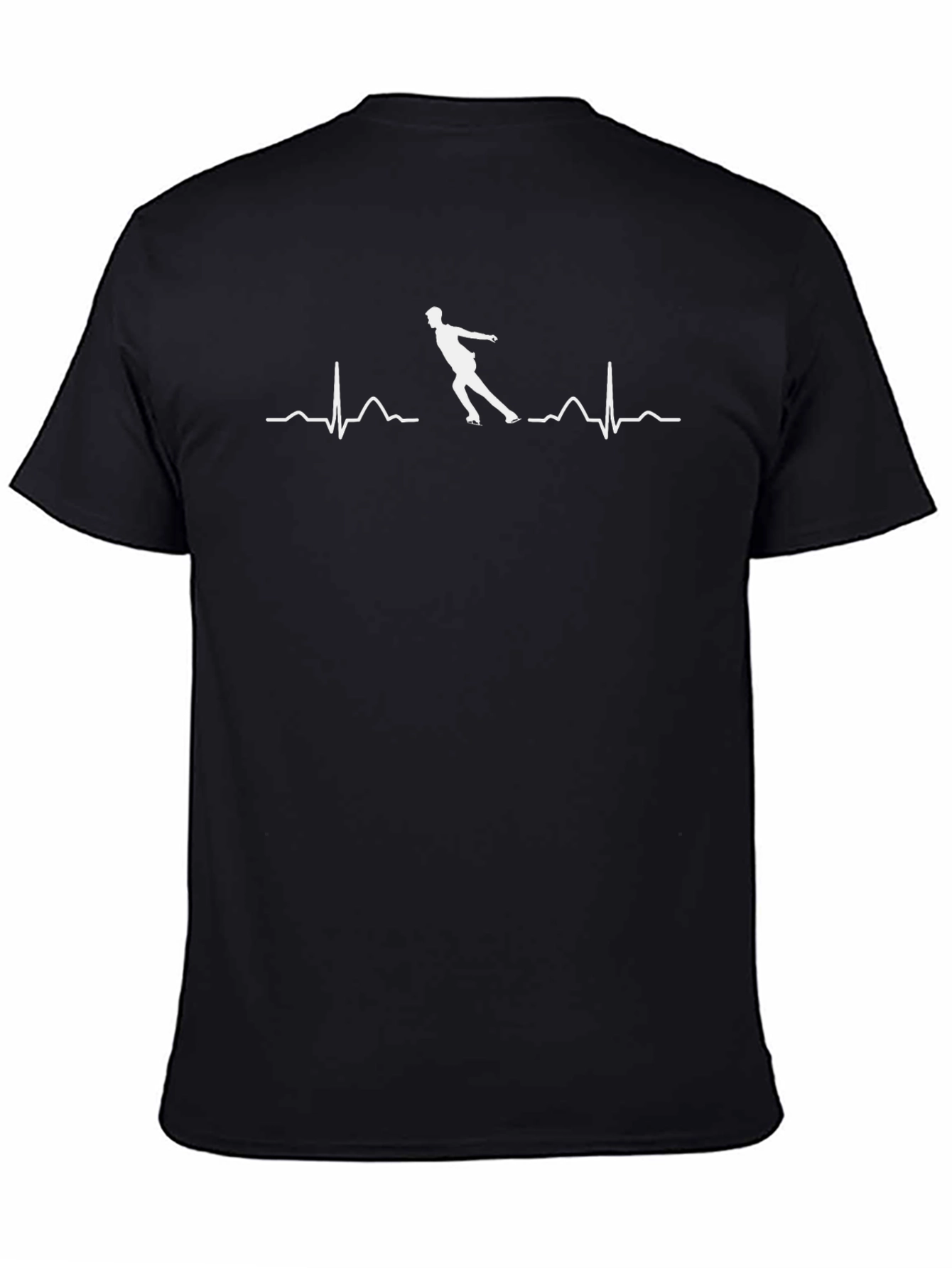 Roller Skate Heartbeat T-Shirt - Black Cotton Tee