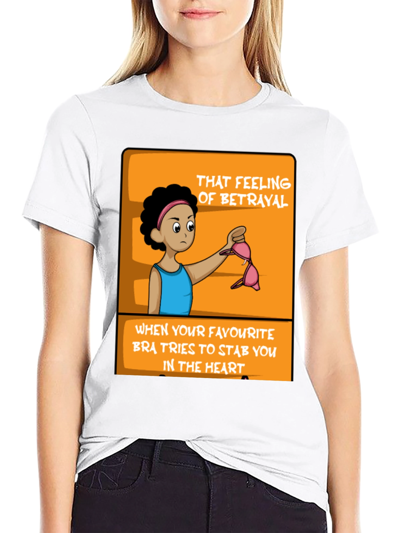 Betrayal Bra Funny Graphic Tee - Black