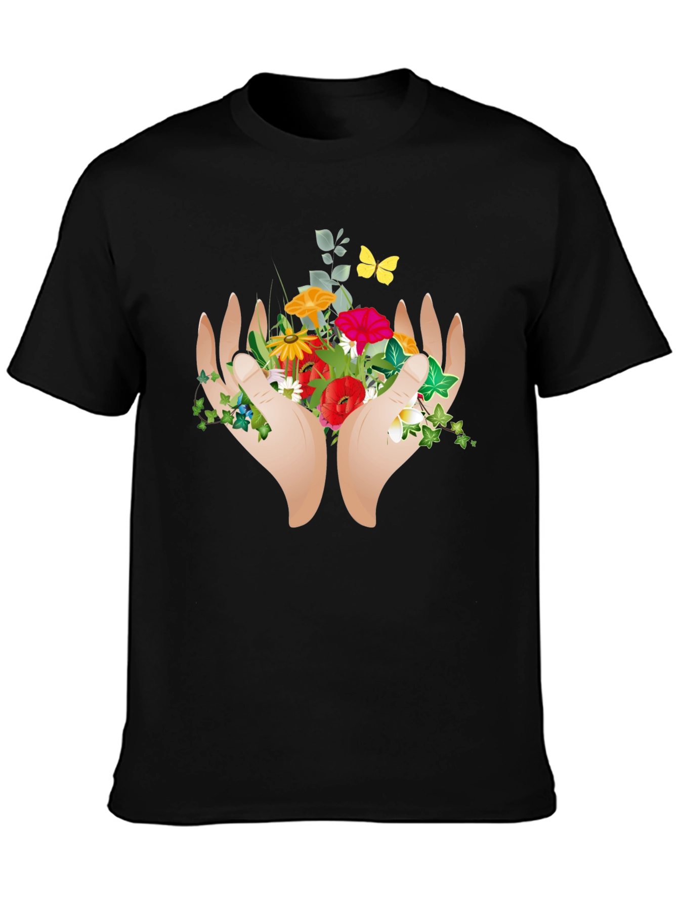 Nature Hands Graphic Tee - Black Casual Shirt