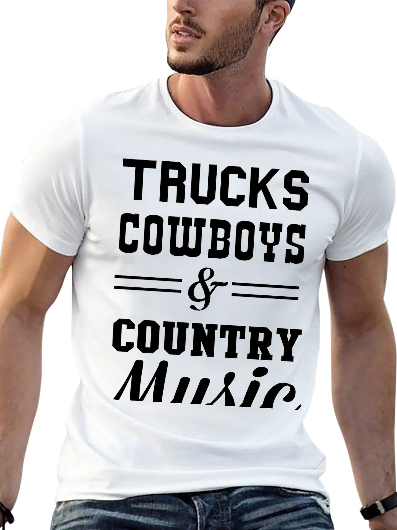 Trucks Cowboys & Country Music Black Graphic T-Shirt