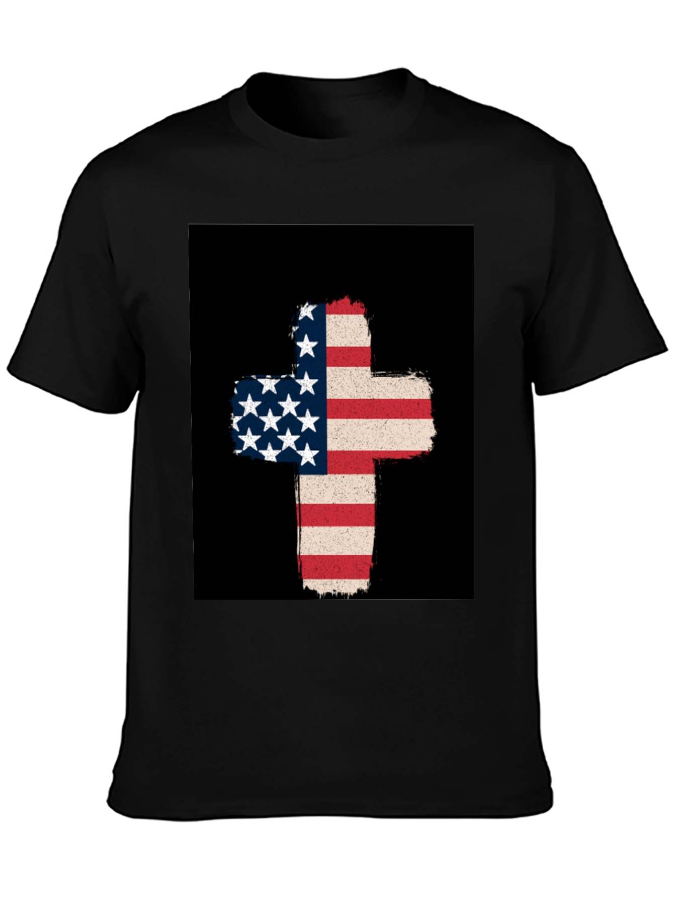 American Flag Cross Graphic Tee - Patriotic Style