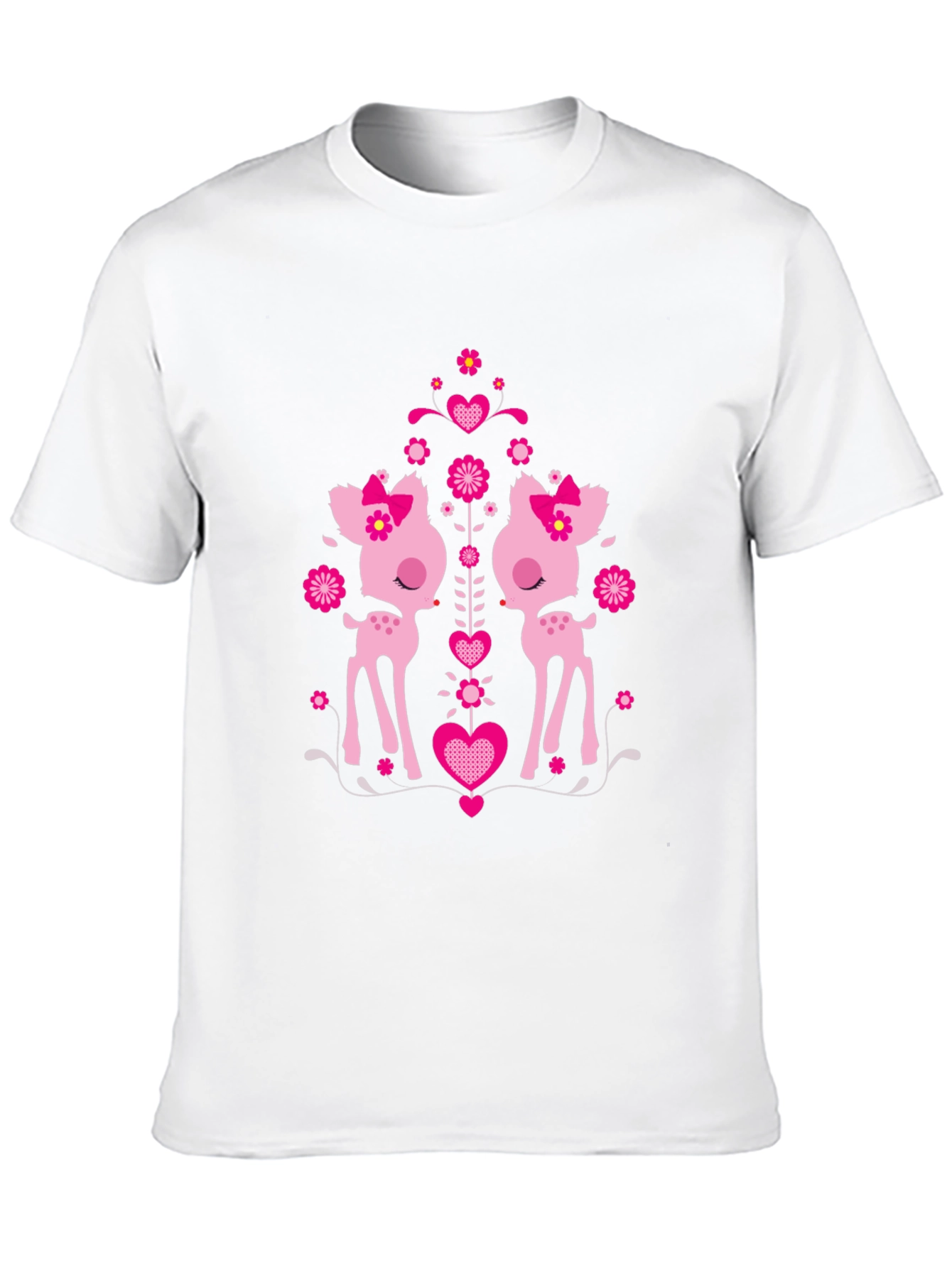 Cute Deer Heart Graphic Black T-Shirt