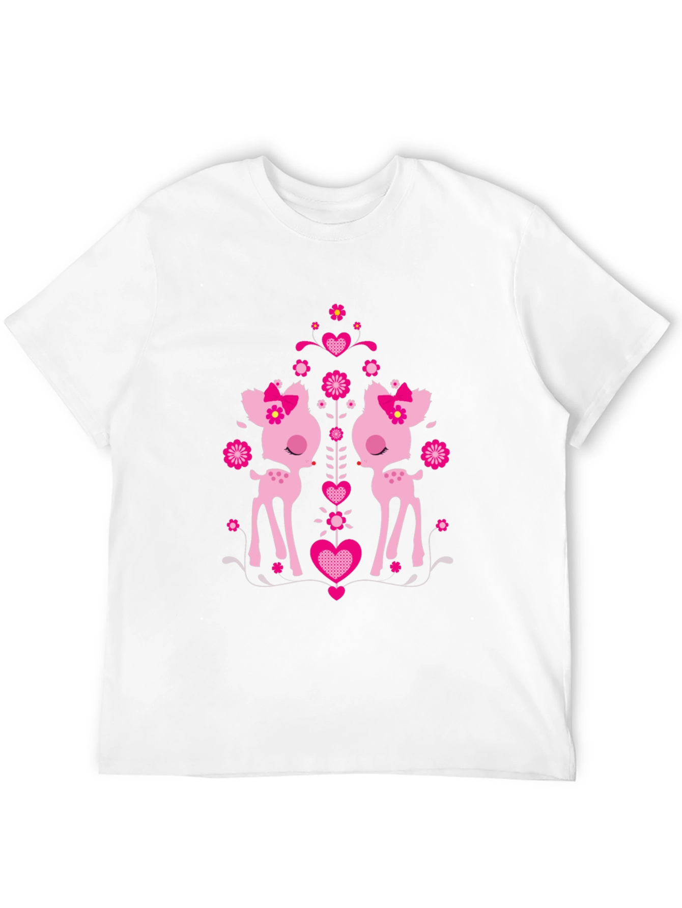 Cute Deer Heart Graphic Black T-Shirt